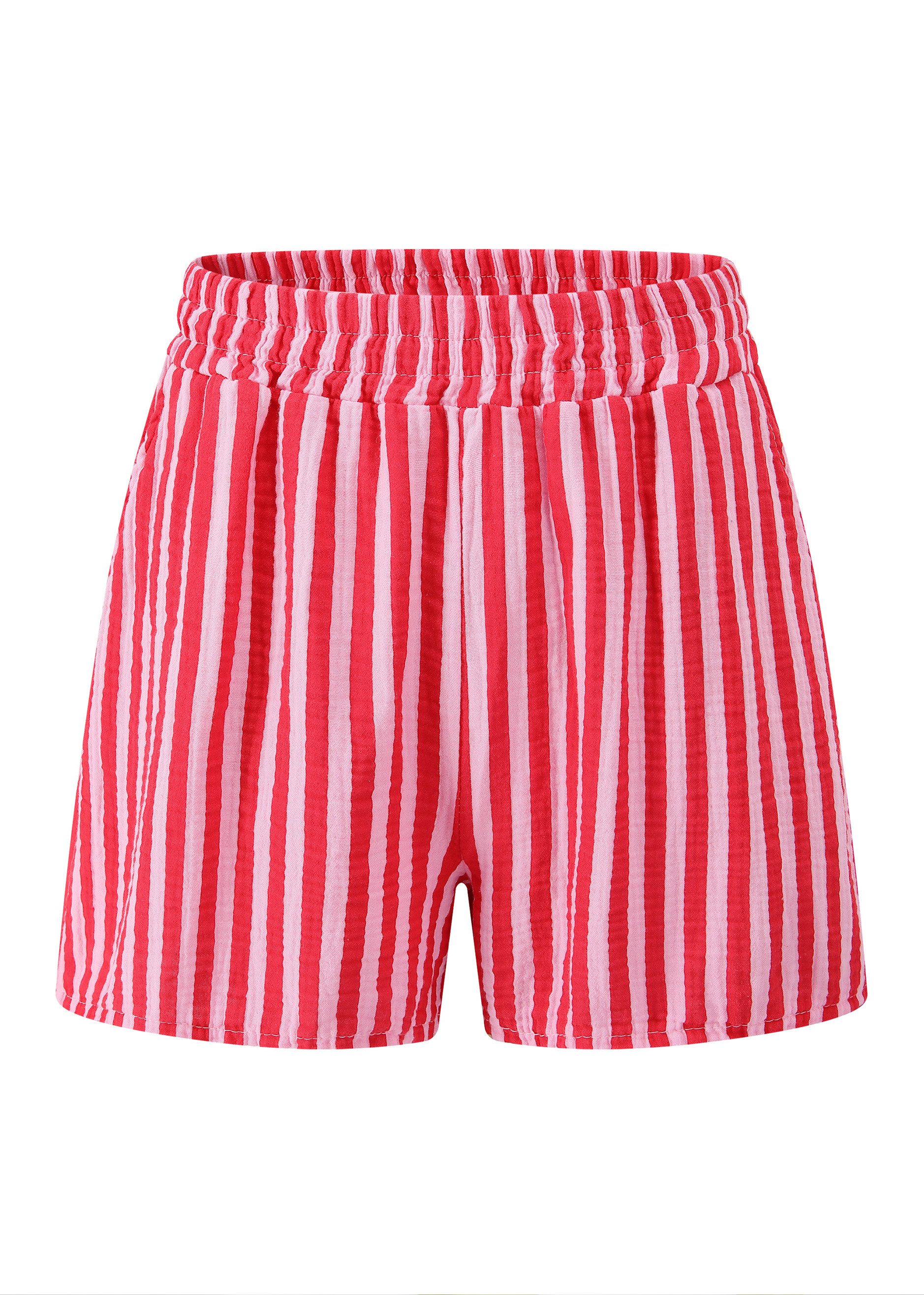 SASSYCLASSY Shorts Musselin Shorts Damen gestreift aus Baumwolle Leichte Mu günstig online kaufen