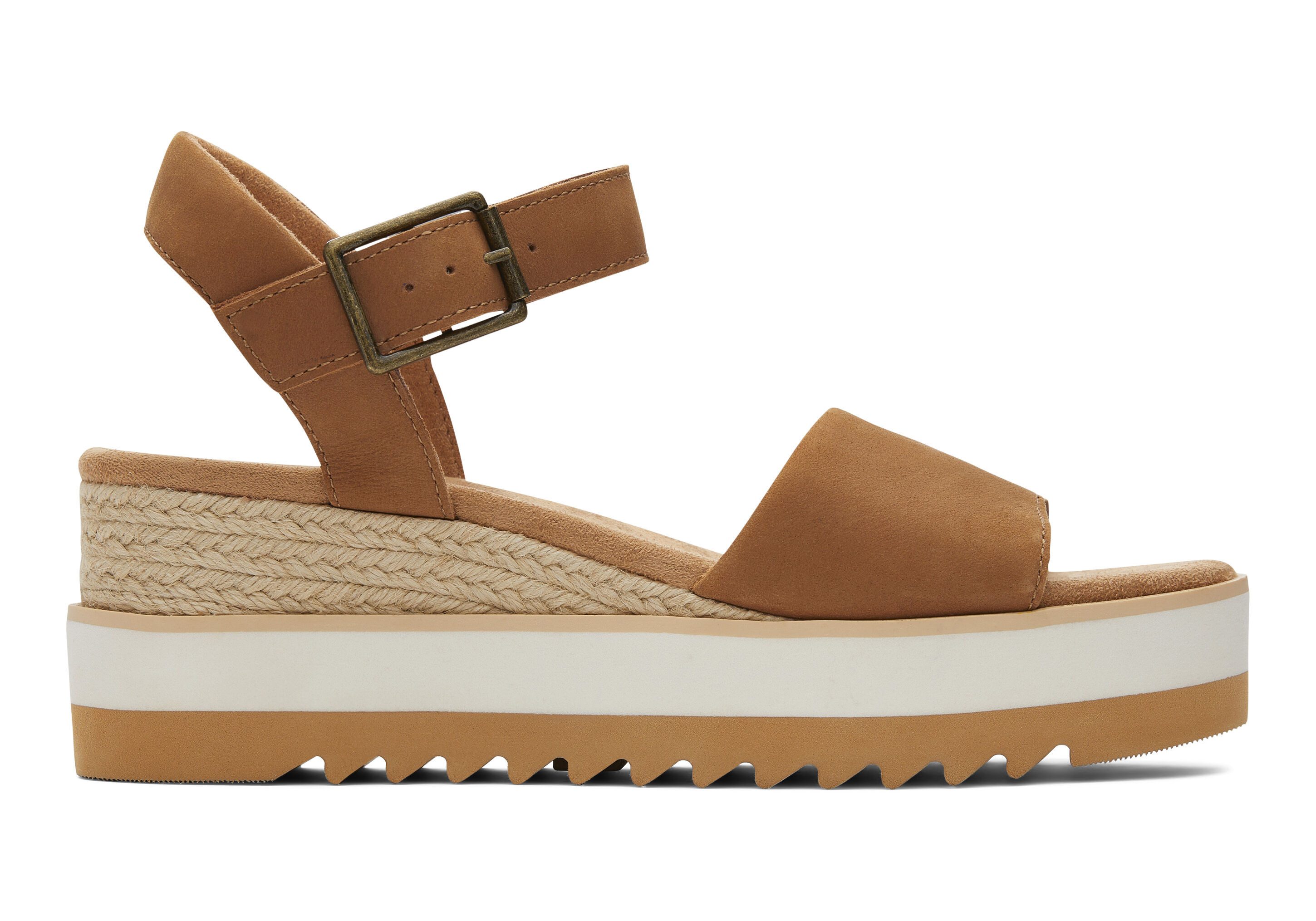 TOMS Diana Tan Leather Wedge Sandal Plateausandale