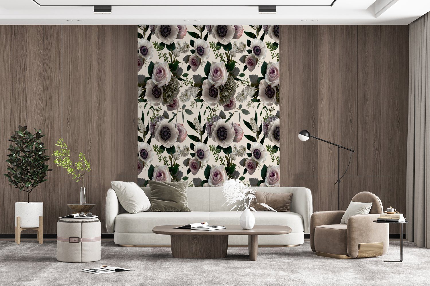 MuchoWow Fototapete Blumen - Rosen Wohnzimmer, Wandtapete Tapete (3 Matt, für Montagefertig bedruckt, St), - Vinyl Blätter