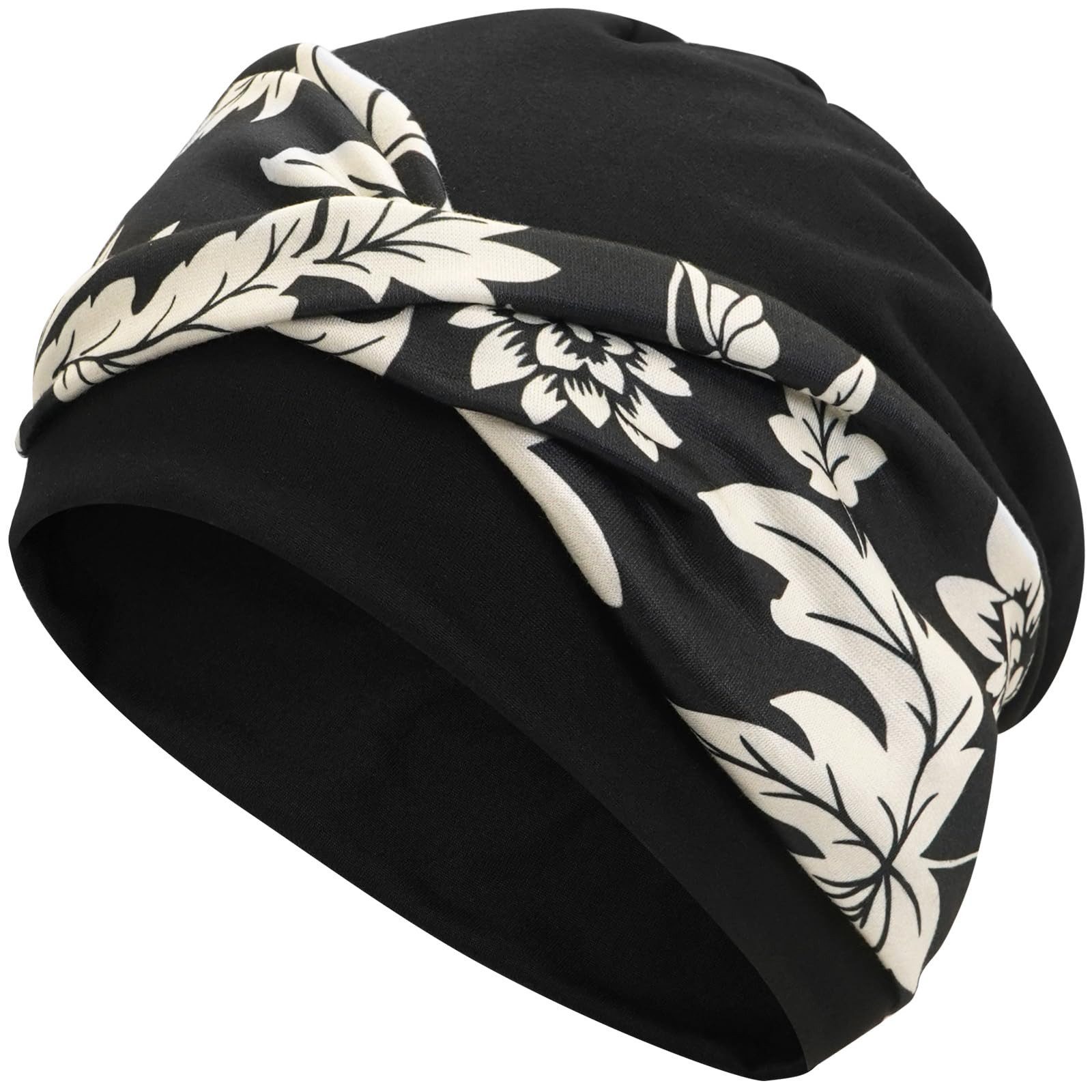 nsihing Turbanmütze Turbanmütze Damen, Boho Blumenmuster, Elastische Kopfbedeckung Weich, Atmungsaktiv & Bequem für Alltag und Freizeit