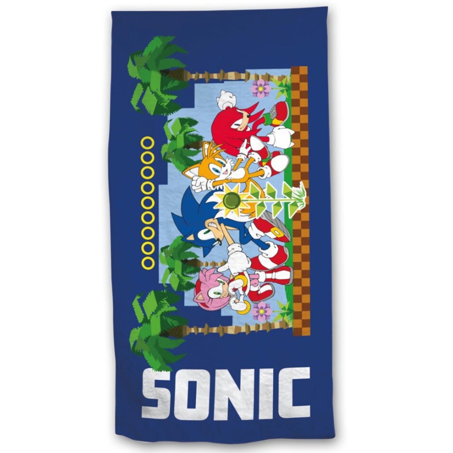 Sonic SEGA Strandtuch Sonic, Knuckles, Tails 70x140 cm Mikrofaser Polyester, Rose Badetuch, Amy