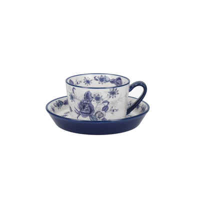 Neuetischkultur Tasse Teetasse mit Untertasse im floralen Stil, Keramik