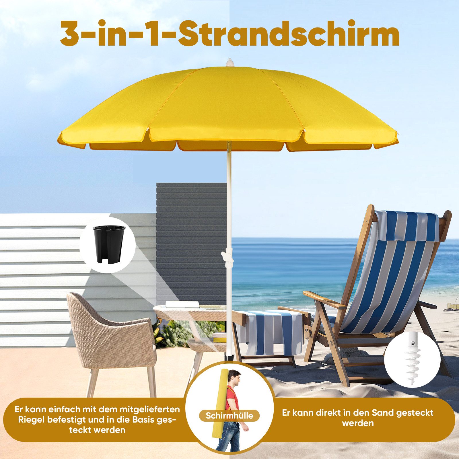Sekey Sonnenschirm Ø180 cm Balkonschirm Terrassenschirm günstig online kaufen