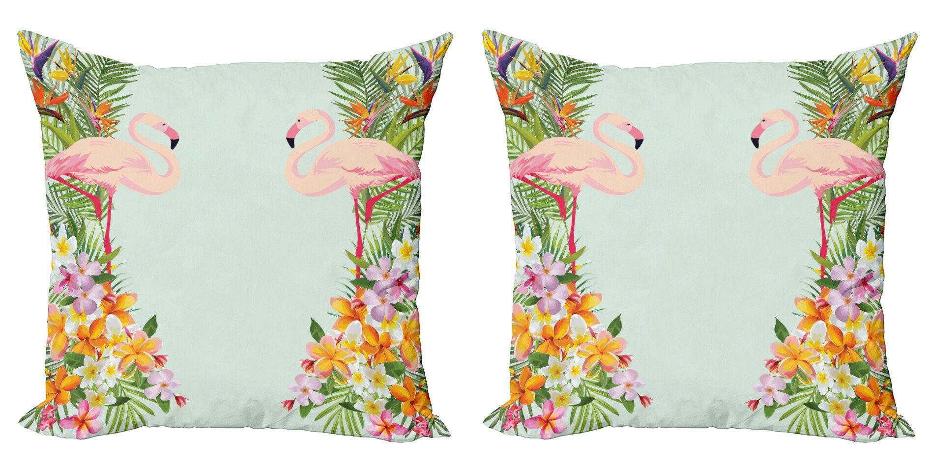 Blumen Tropic Tiere Accent Flamingo Kissenbezüge Stück), Digitaldruck, (2 Abakuhaus Modern Doppelseitiger