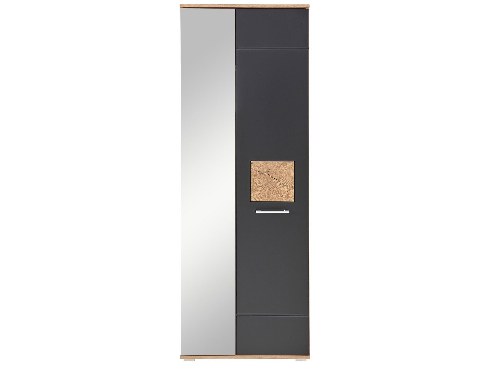 FARNERO Moebel-Eins Garderobenschrank, Garderobenschrank eichefarbig/schwarz Material Artisan Spanplatte,