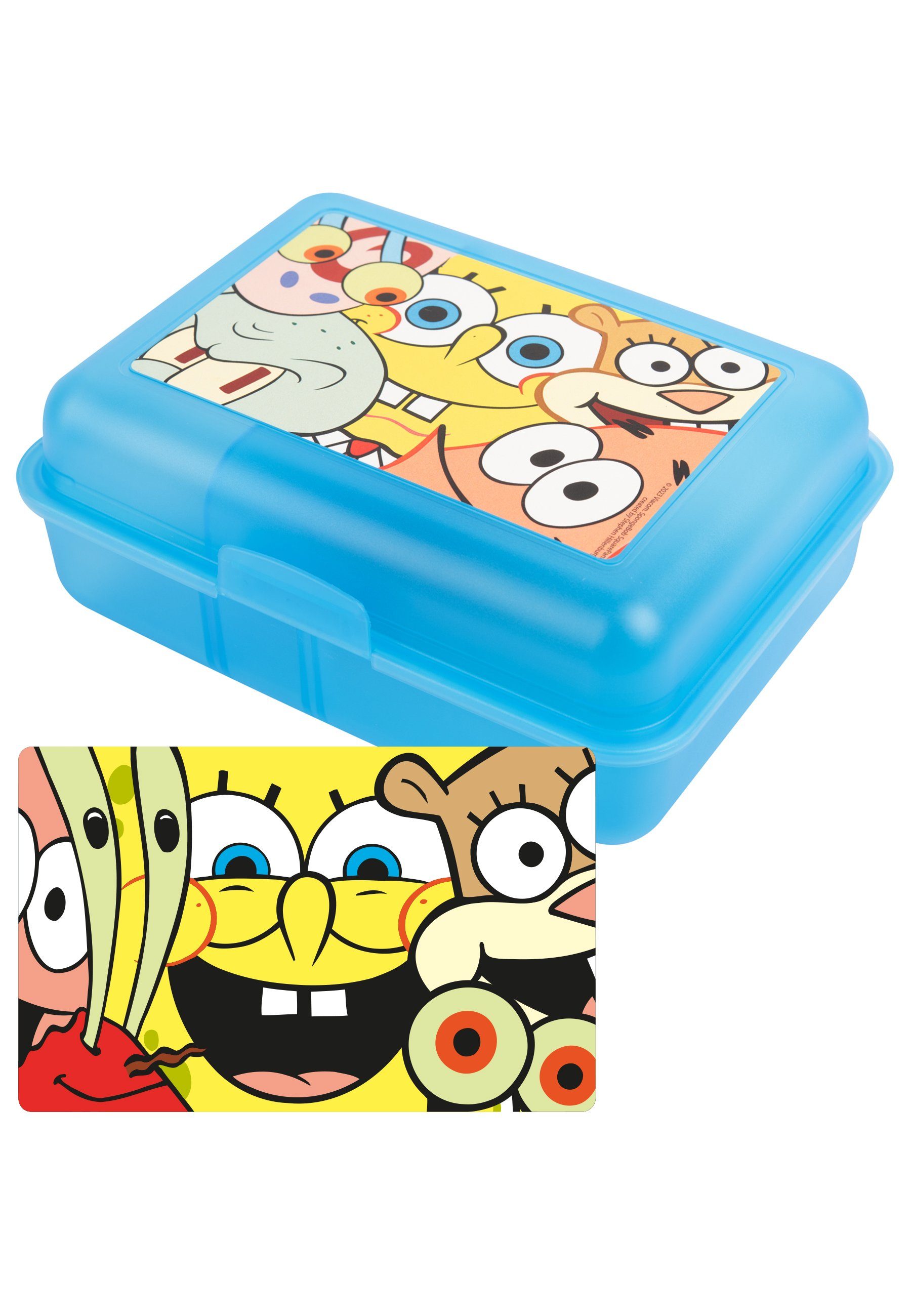 United Labels® Lunchbox mit Trennwand - Spongebob Schwammkopf -Allover, Kunststoff (PP)