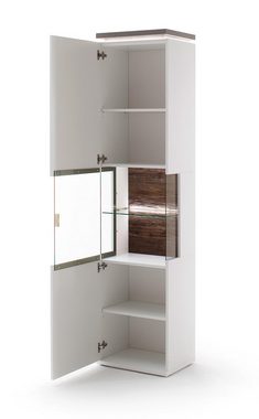 expendio Vitrine Monia 3 weiß matt / Amberg Eiche 50x208x37 vormontiert Oberbodenbeleuchtung