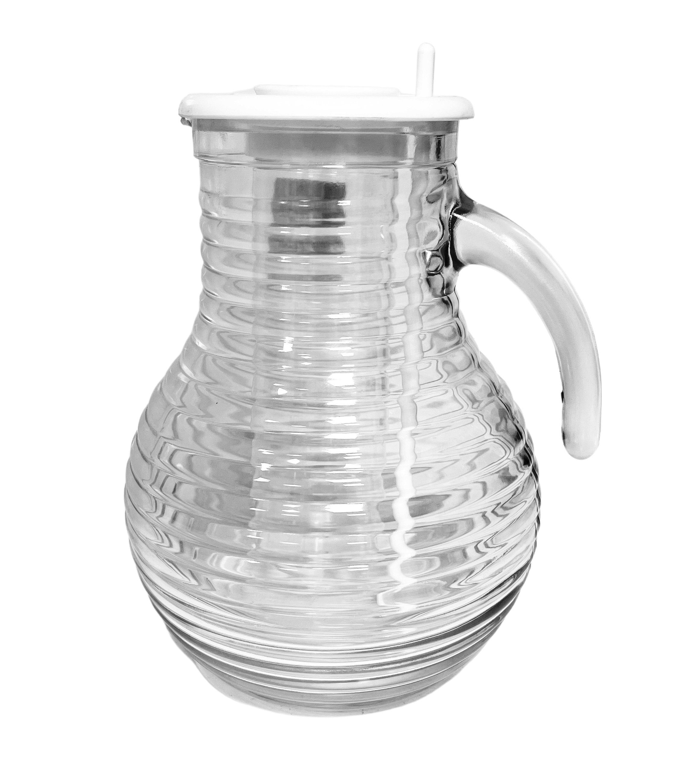 Emilja Wasserkrug Viva Glaskrug 2,2L mit Deckel Eisbehälter und Rührlöffel | Krüge