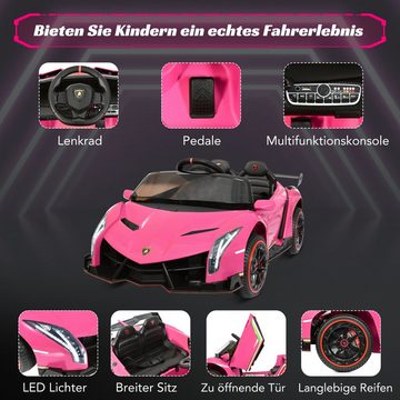 Merax Elektro-Kinderauto LAMBORGHINI VENENO Sportwagen mit 2 Motoren, LED-Lichten und Bluetooth, Belastbarkeit 30 kg, Elektroauto, Kinderfahrzeug mit USB, AUX inkl. Fernsteurung