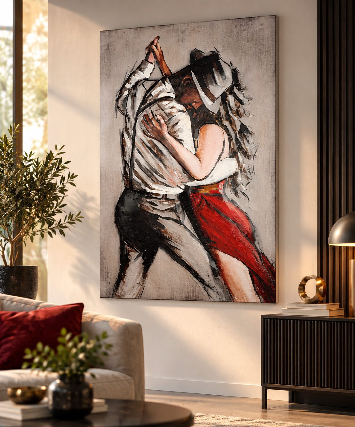 MF Wandbild Metallbild Tango Paarmotiv grau rot 80 x 120 cm, (1 St)