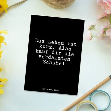 Mr. & Mrs. Panda Postkarte Das Leben ist kurz.... - Schwarz - Geschenk, Freundin, Schuhe, Ansich, Hochglänzend veredelt