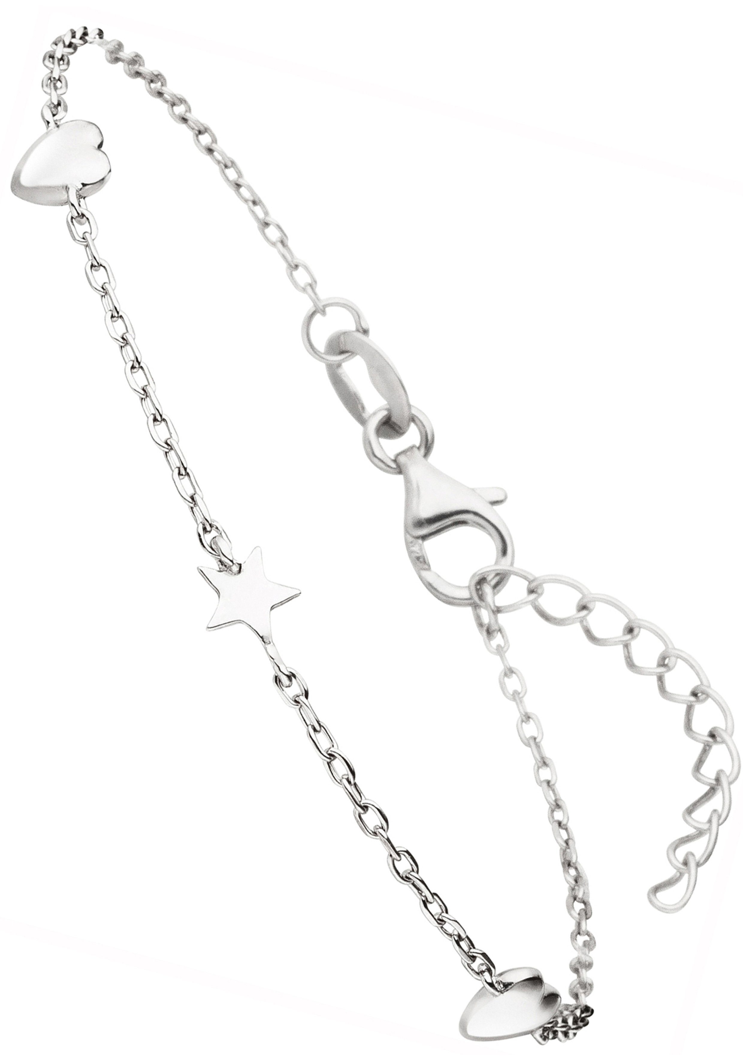 JOBO Armband Herz Stern, 925 Silber 19 cm | Silberarmbänder