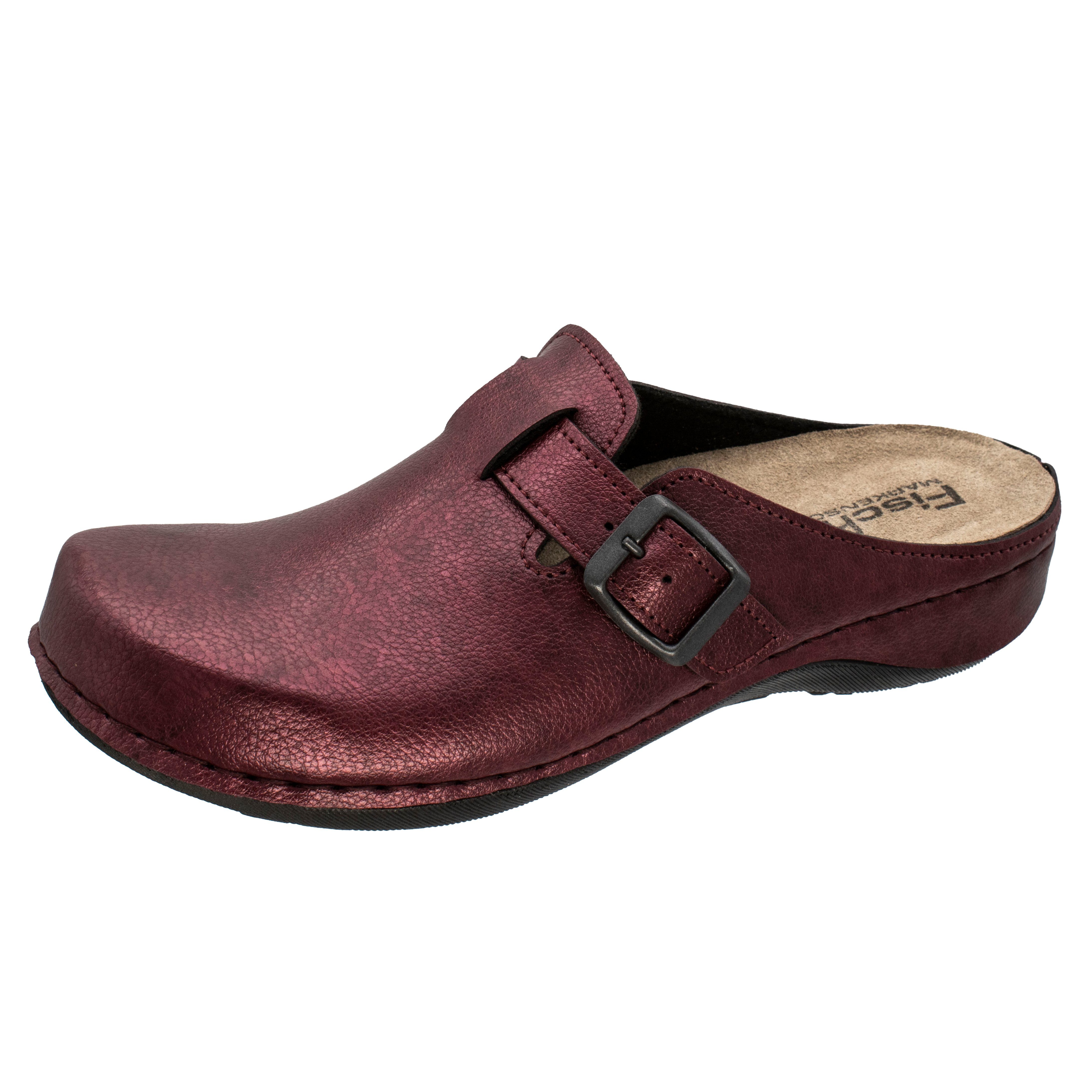 Fischer-Markenschuh Michaela Clog aus Nappan (Lederiminat), Weite G, herausnehmbares Fußbett aus Leder