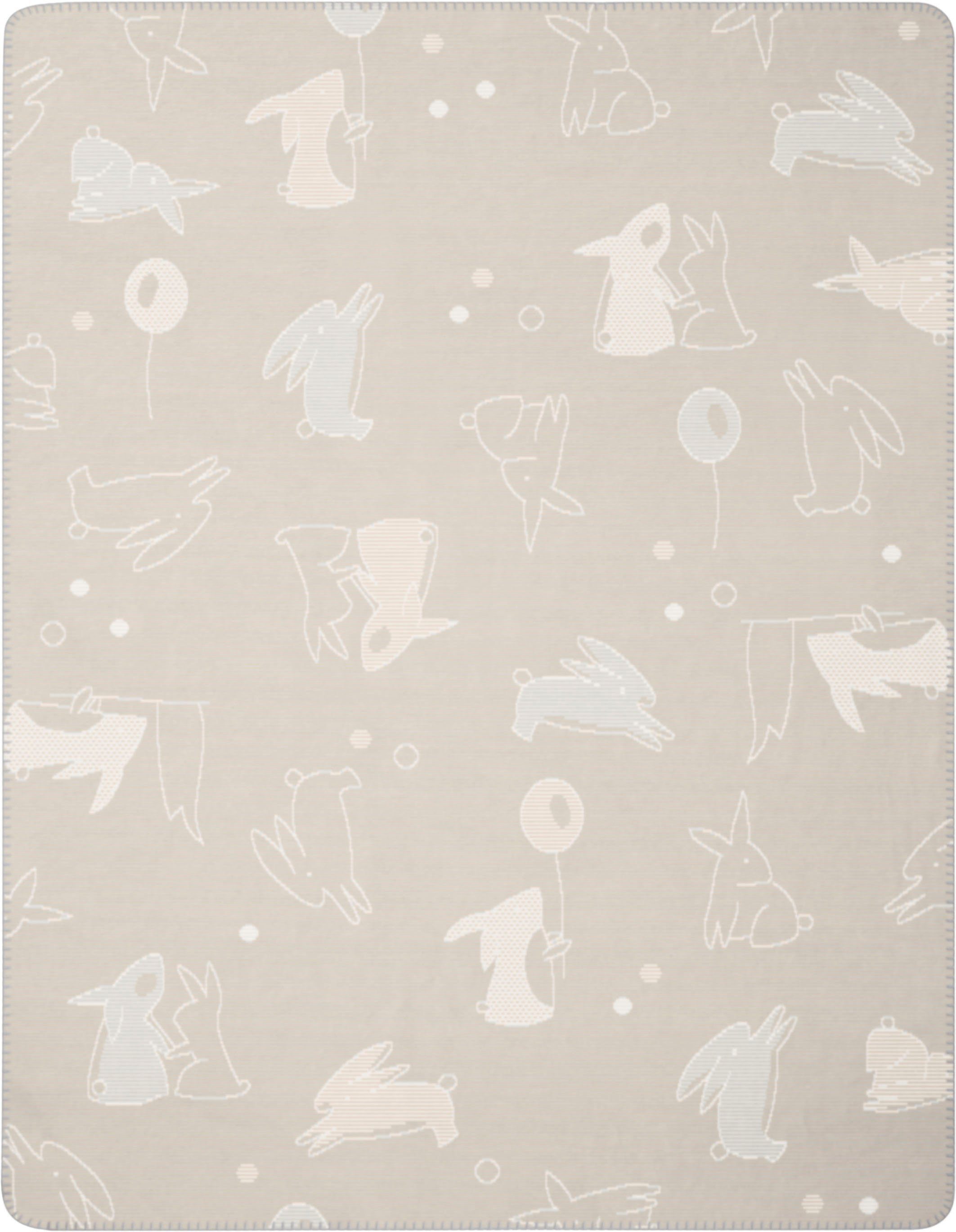 Babydecke Babydecke Littel Rabbits, Biederlack, Babydecke Littel Rabbits mit verspielten Hasen