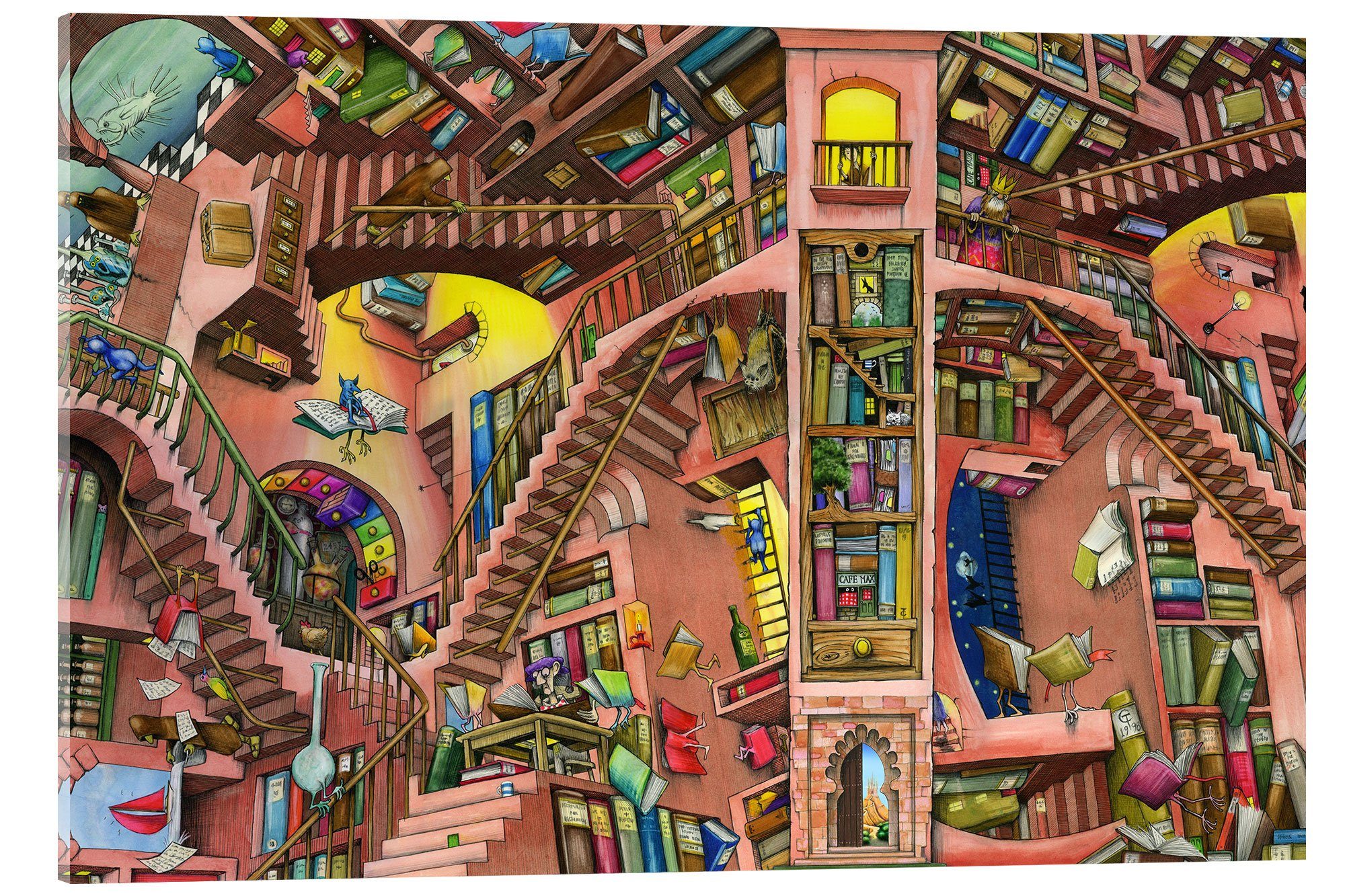 Posterlounge Wandbild Bibliothek, Colin Thompson, erhältlich als Poster, Leinwandbild, Wandsticker oder Acrylglasbild