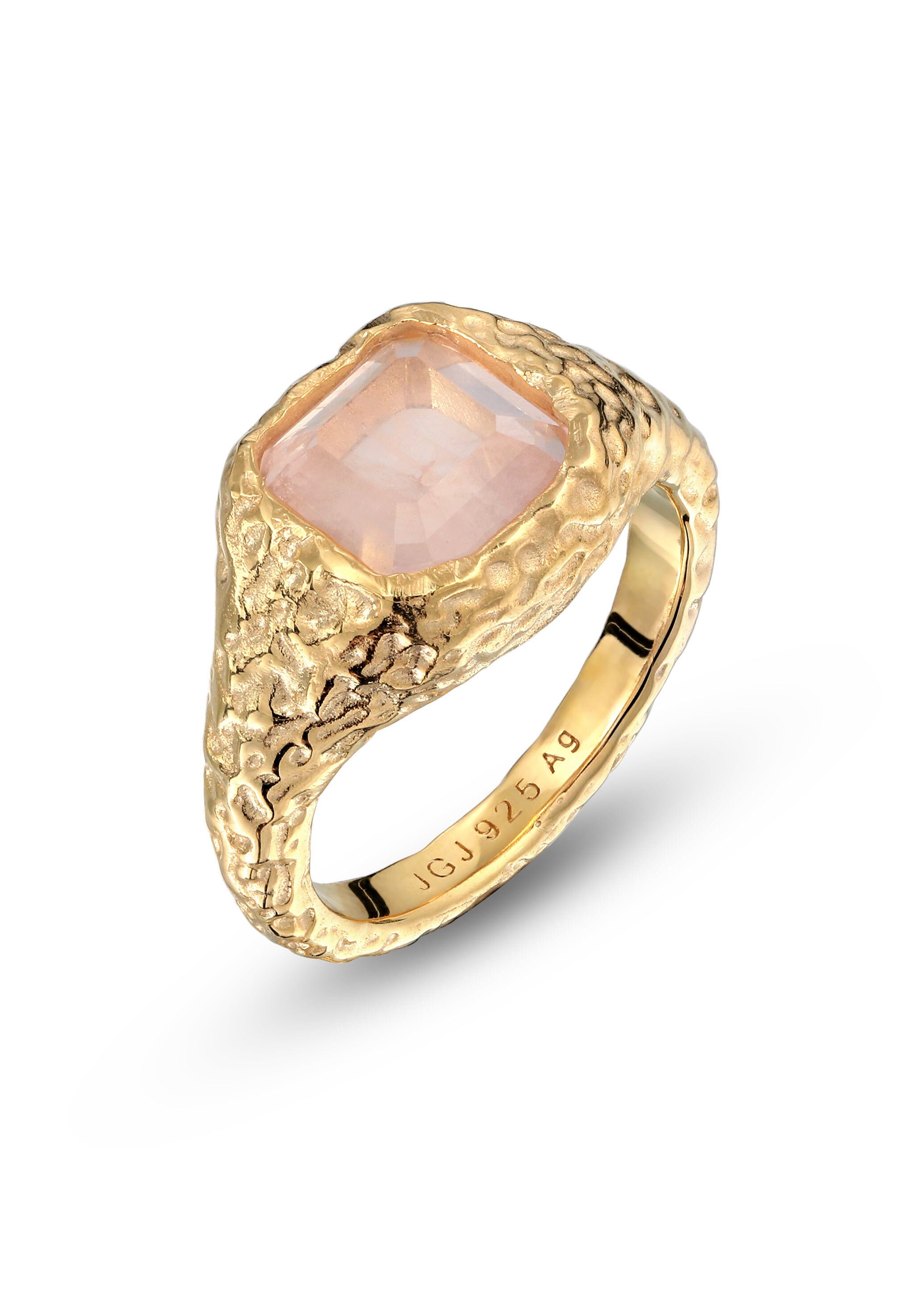 HAZE & GLORY Siegelring Quarz Rosa 925 Sterling Silber