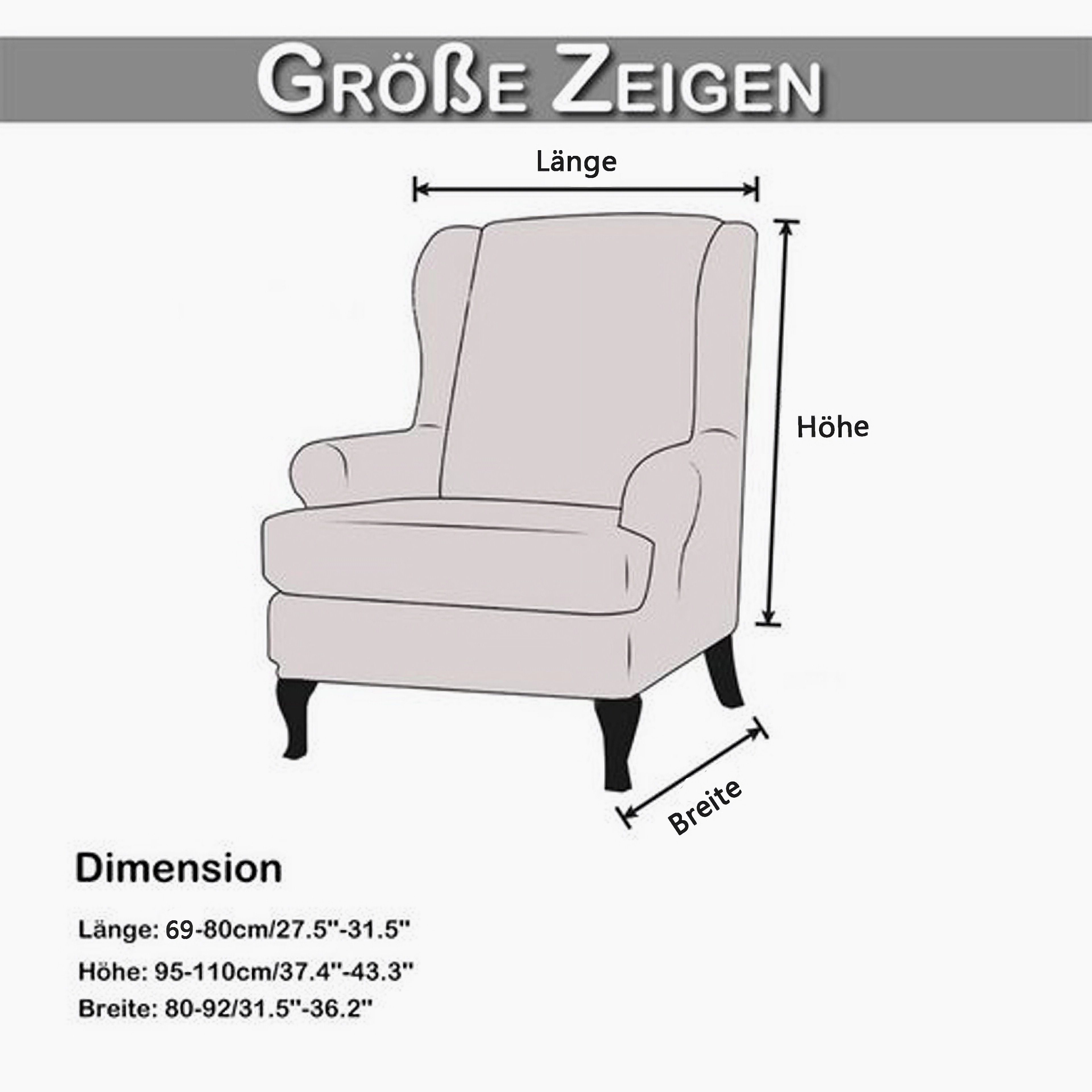 Coonoor Sesselhusse Samt, Stretch, 2-Teilig Ohrensessel günstig online kaufen
