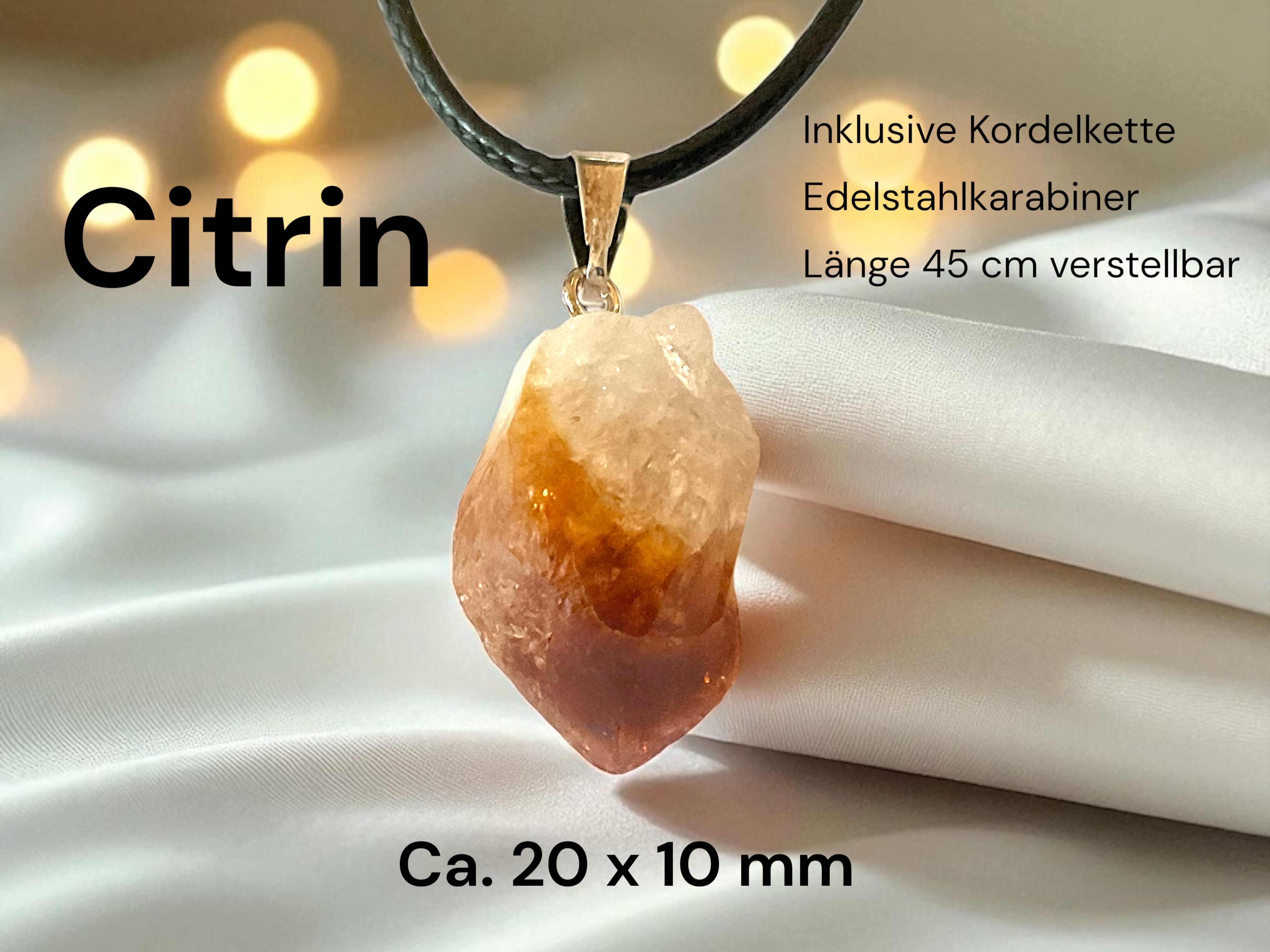 Steinfixx® Amulett Set Edelstein Anhänger aus echtem Citrin, Rohsteinanhäng günstig online kaufen