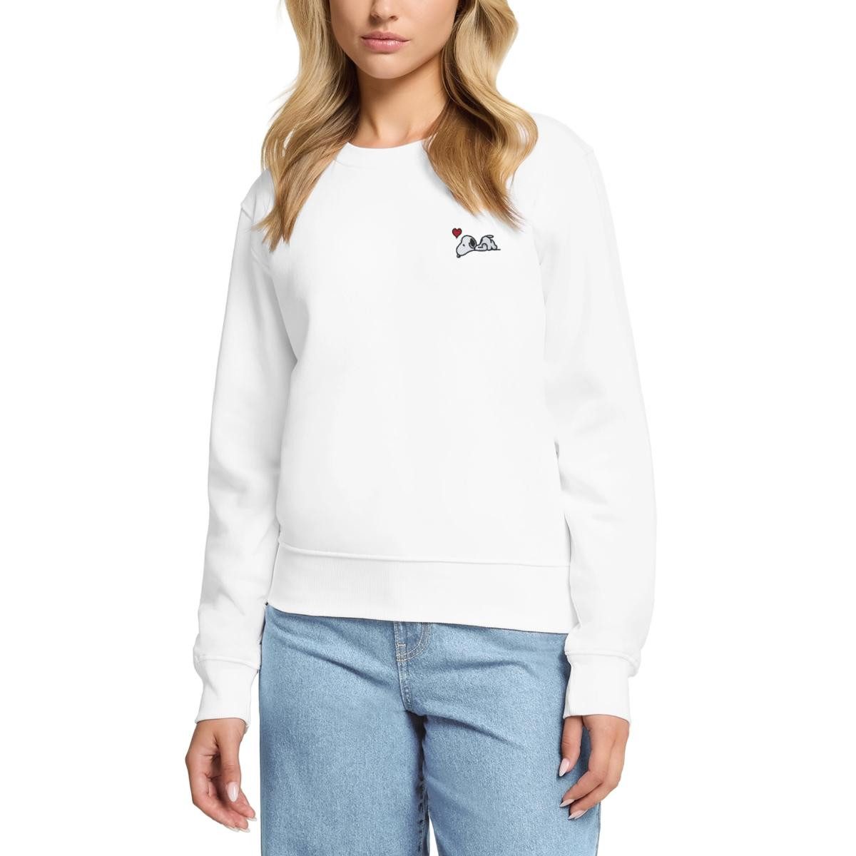 Spreadshirt Sweatshirt Peanuts Snoopy Liebe Herz Love Stick Damen Premium Pullover (1-tlg)