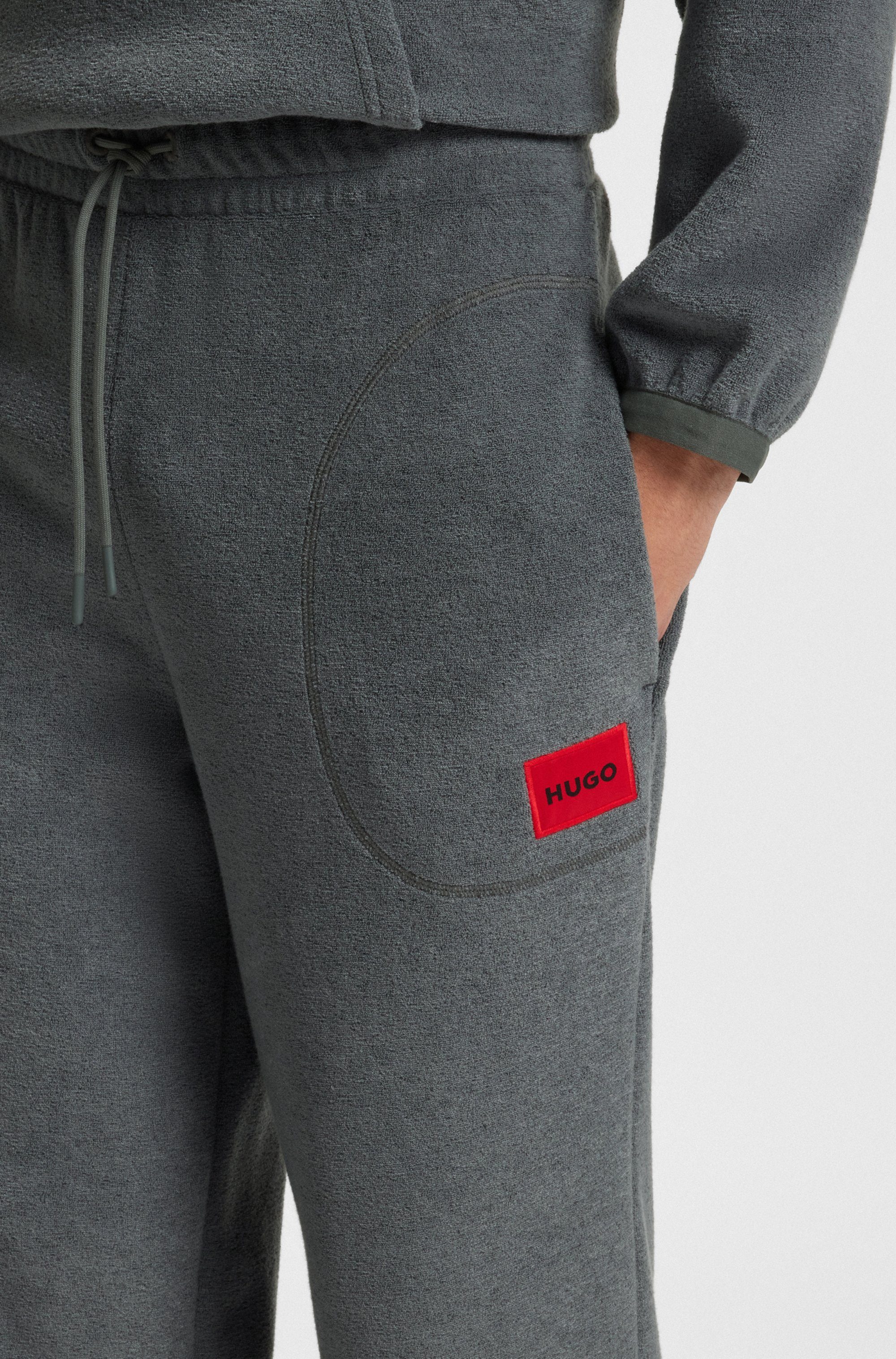 HUGO Jogginghose Terry Bündchen am Bein, aus Fleece, relaxed fit günstig online kaufen