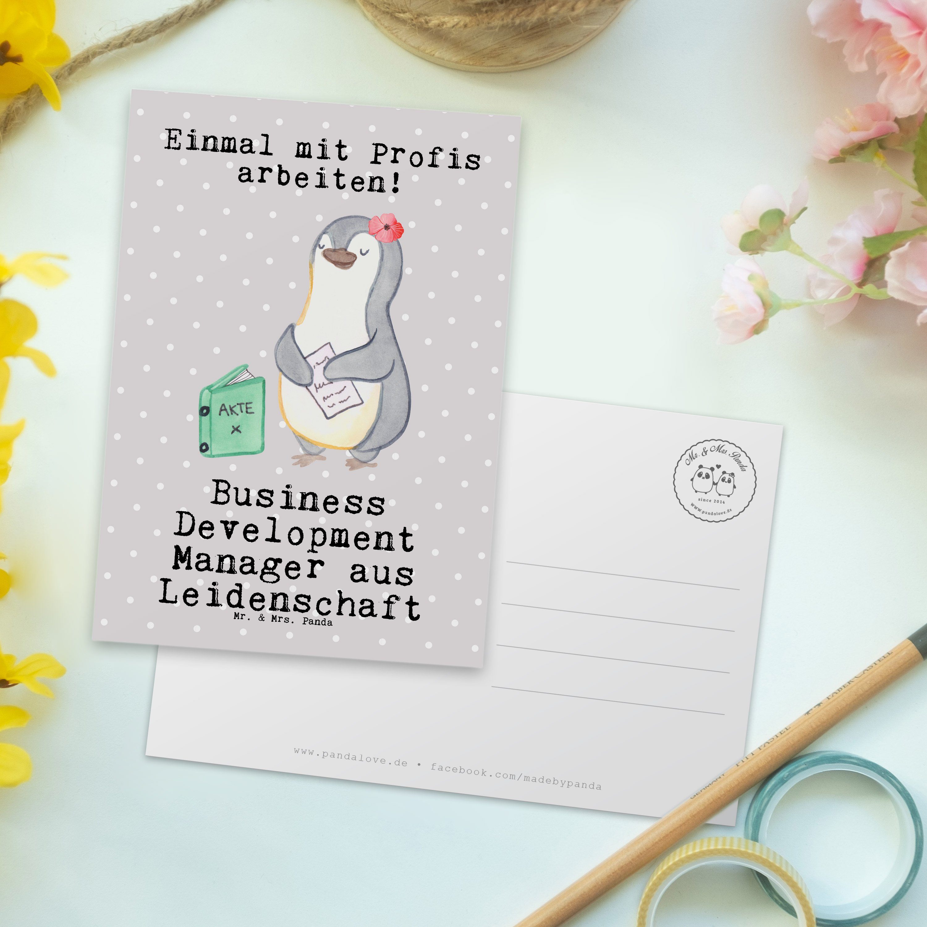 Gesche - Leidenschaft Business Mr. Postkarte aus & Panda Pastell Grau Manager Mrs. Development -