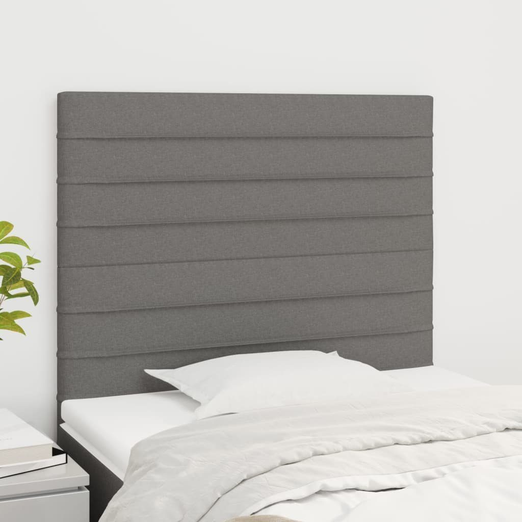 vidaXL Bett Kopfteil Dunkelgrau 80 x 5 x 118/128 cm Stoff (1-tlg)