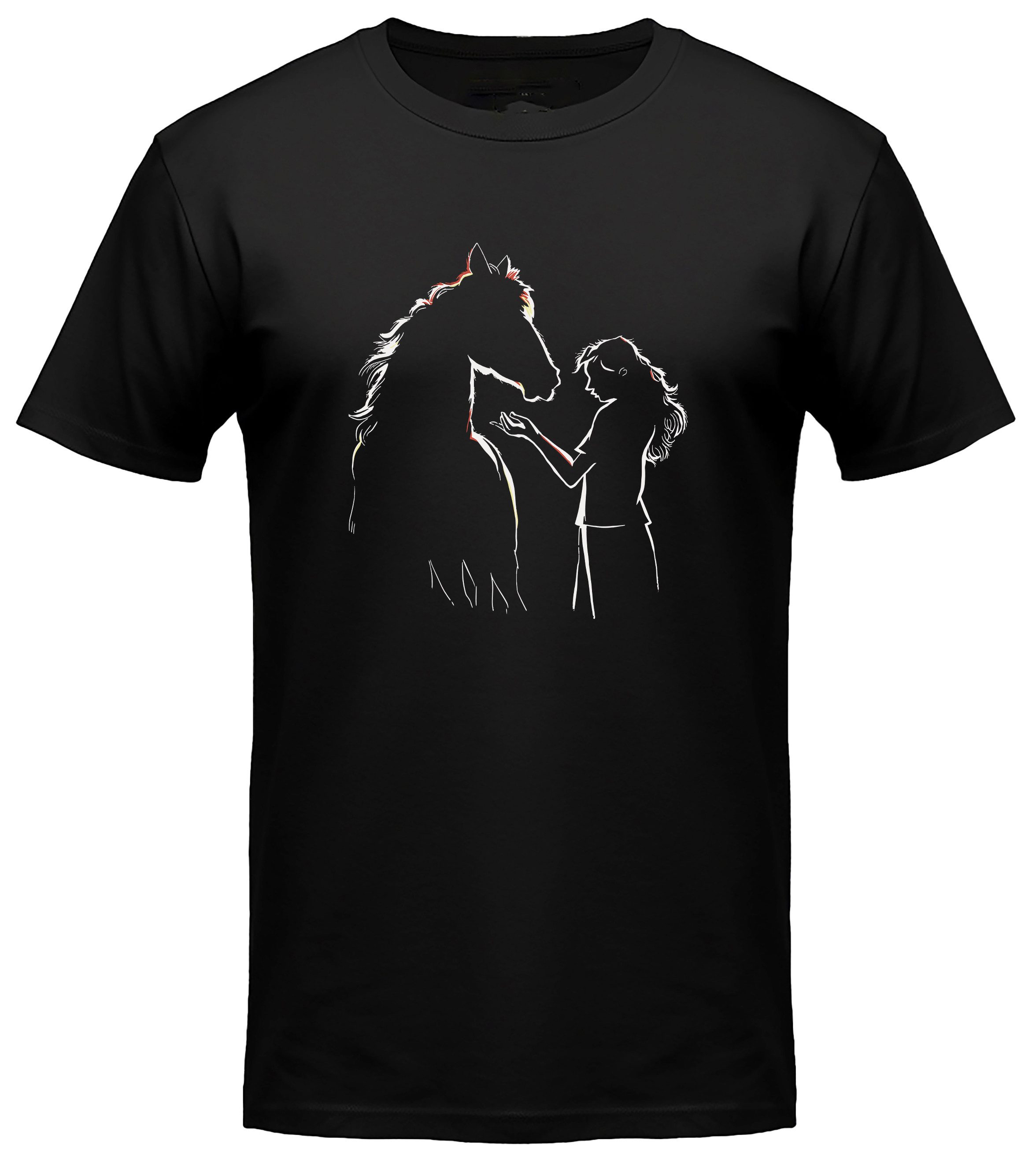 MyDesign24 T-Shirt Pferde print Shirt Pferd mit Mädchen T-Shirt Regular Fit i139