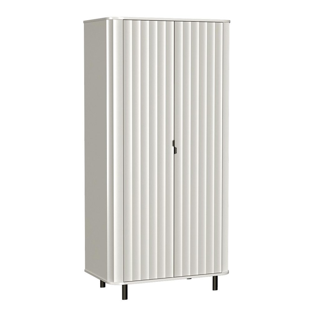 Lomadox Kleiderschrank NASHVILLE-161 in Weiß, 98 cm breit, 2-türig, mit Wellenoptik