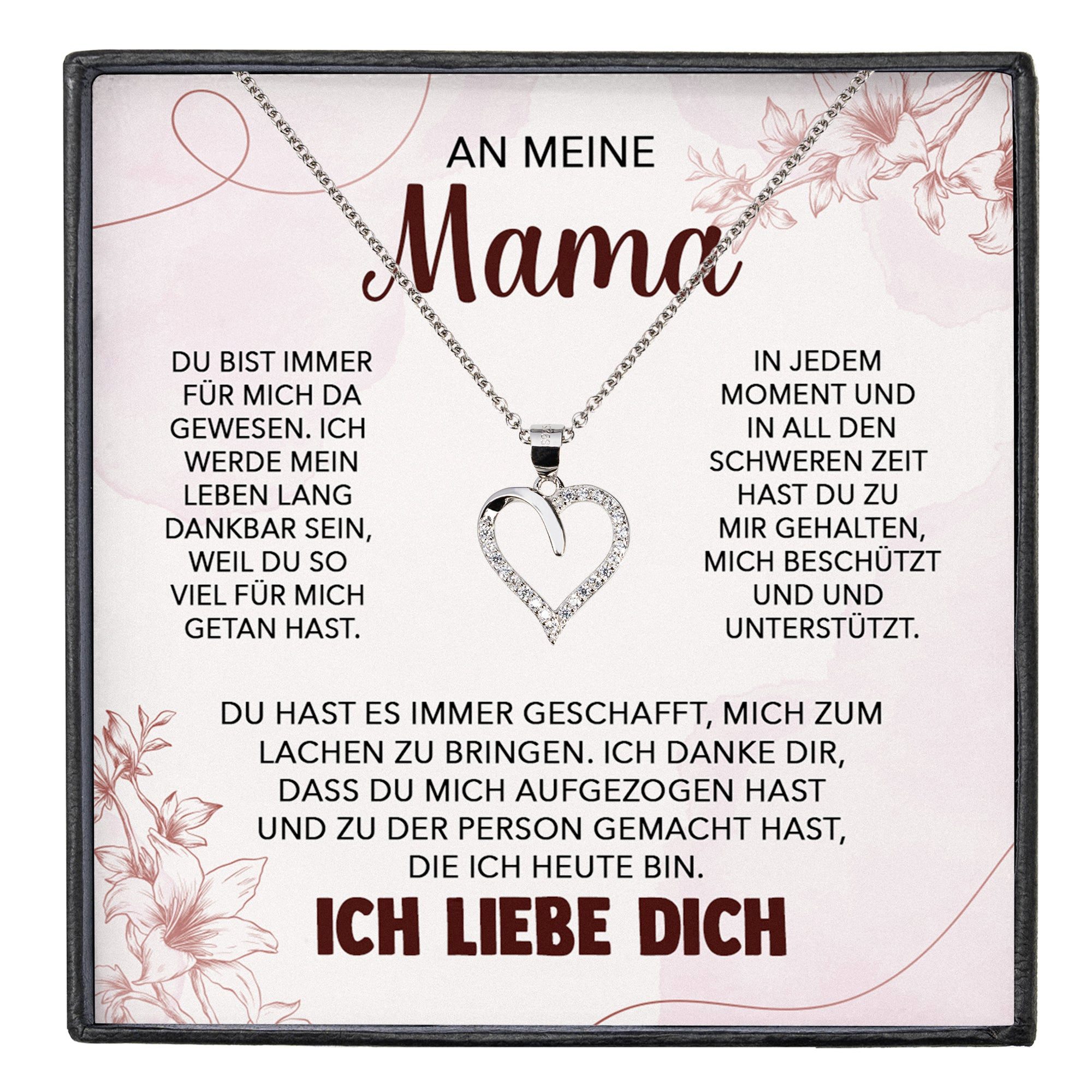 22Feels Schmuckset Mama Geschenk Frauen Mutter Herz Halskette Muttertag Damen Schmuck (inkl. Geschenktasche, Karte, Poliertuch, Beutel), Silber 925/000, Karte Made In Germany