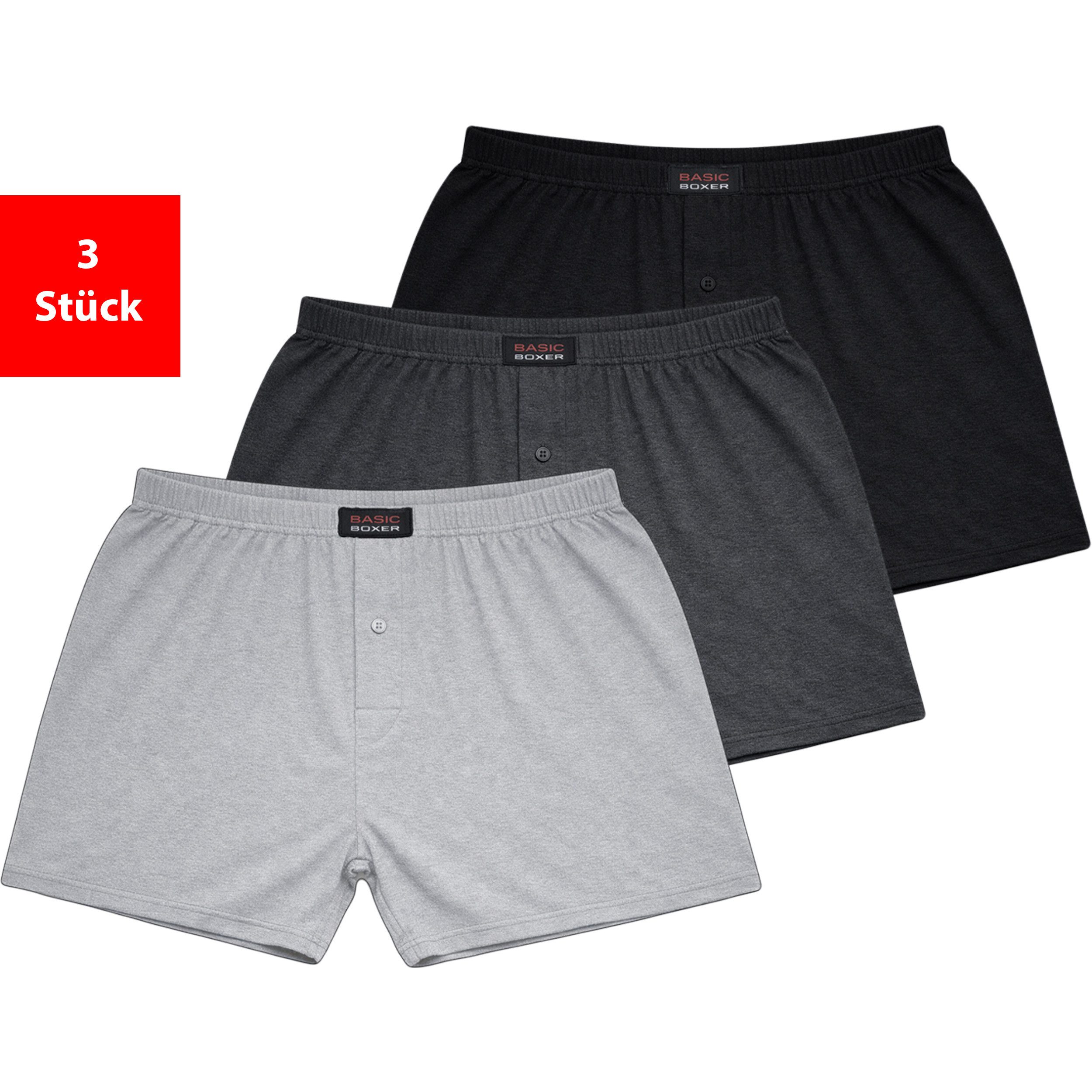 Fashionschmiede Boxershorts Herren Boxershorts Baumwolle 3er-9er Pack Eingriff Unterwäsche (Set, 3-St., 3er-Pack) 100% Baumwolle, Komfortbund, große Größen S–6XL