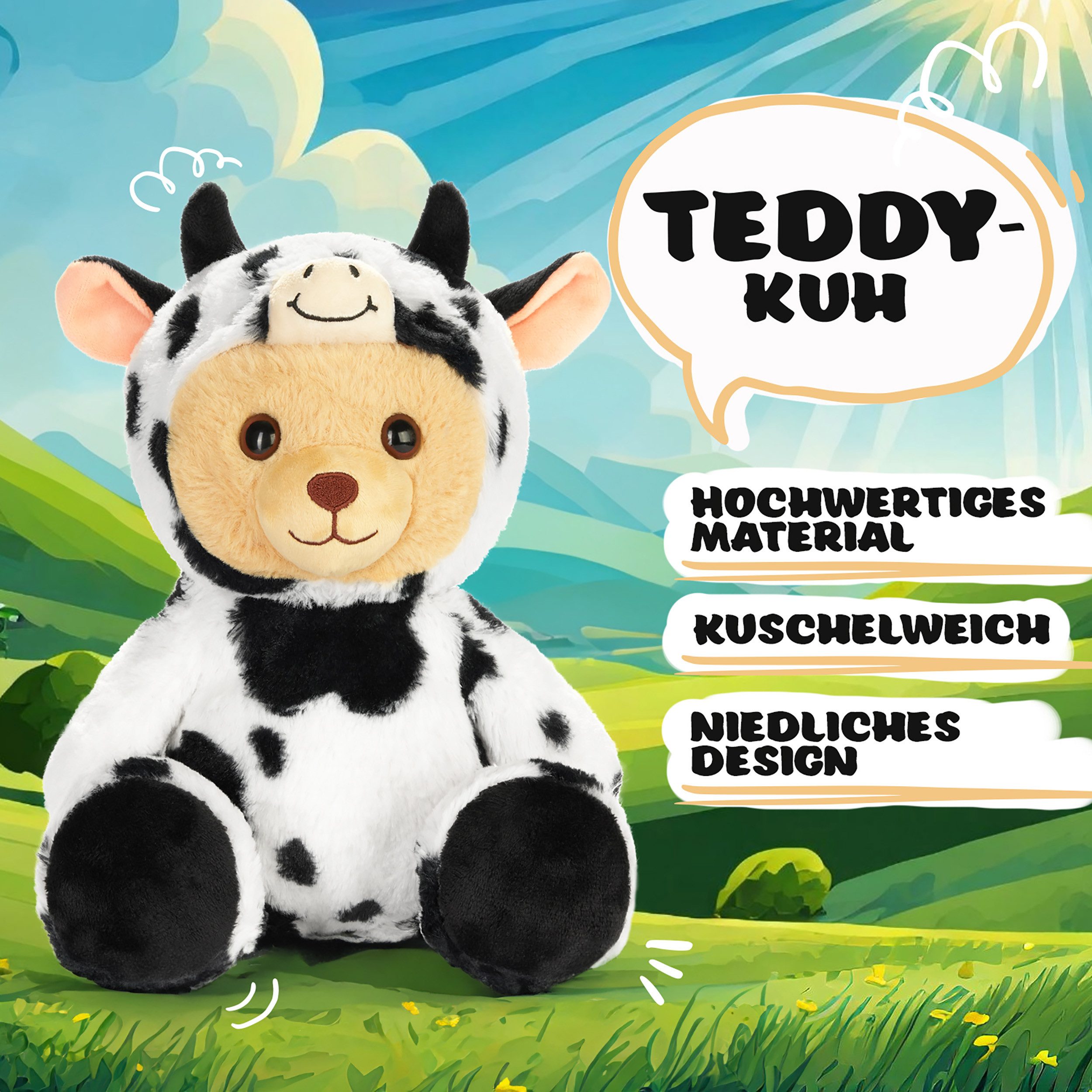 BRUBIES Kuscheltier Teddy Kuh - 25 cm Teddybär im Kuhkostüm mit Kapuze (Plü günstig online kaufen