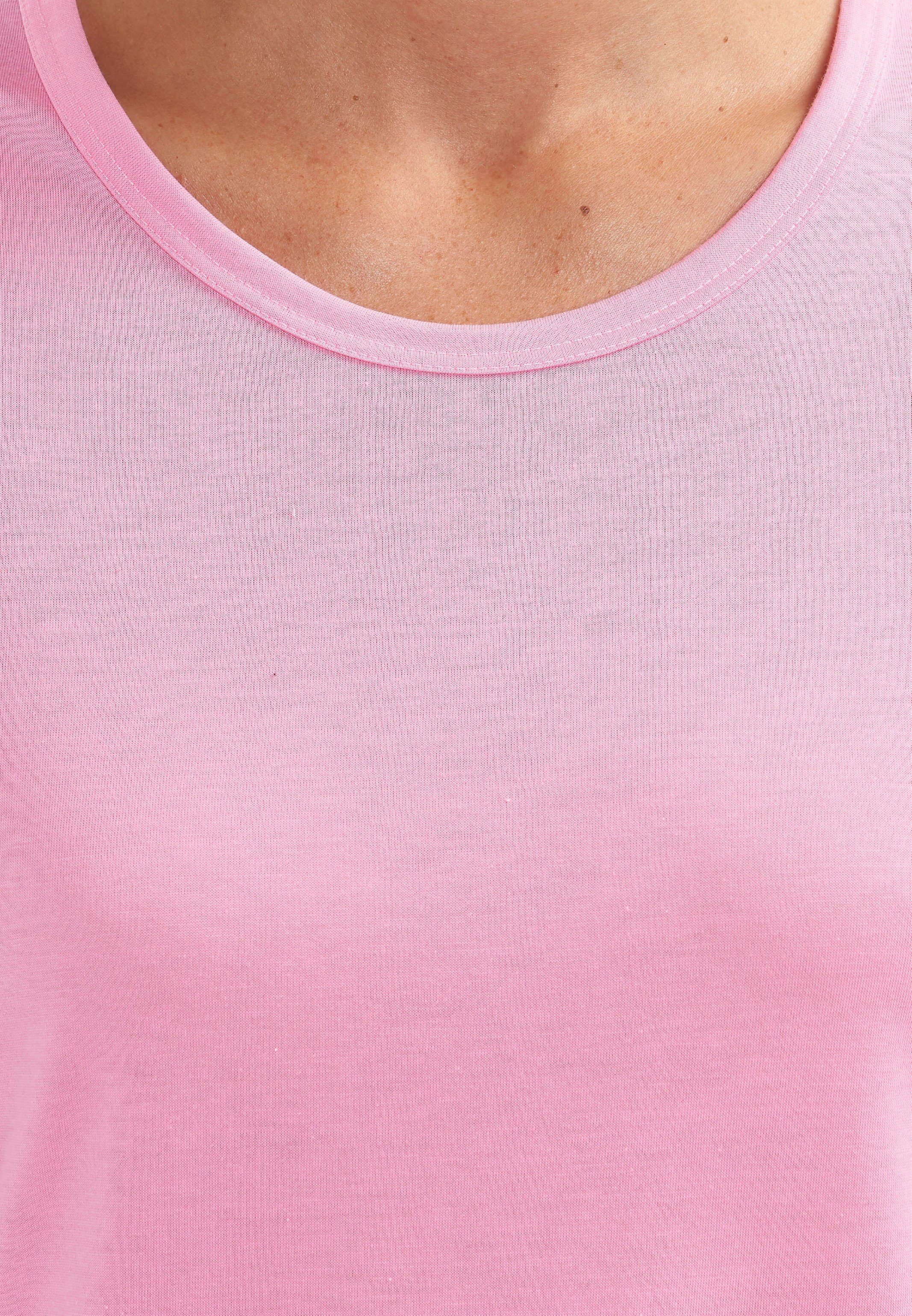 Pink Rösch Shirt langarm verarbeitet (1-tlg) Basic Pyjamaoberteil Schlafanzug Hochwertig Baumwolle - Aurora -