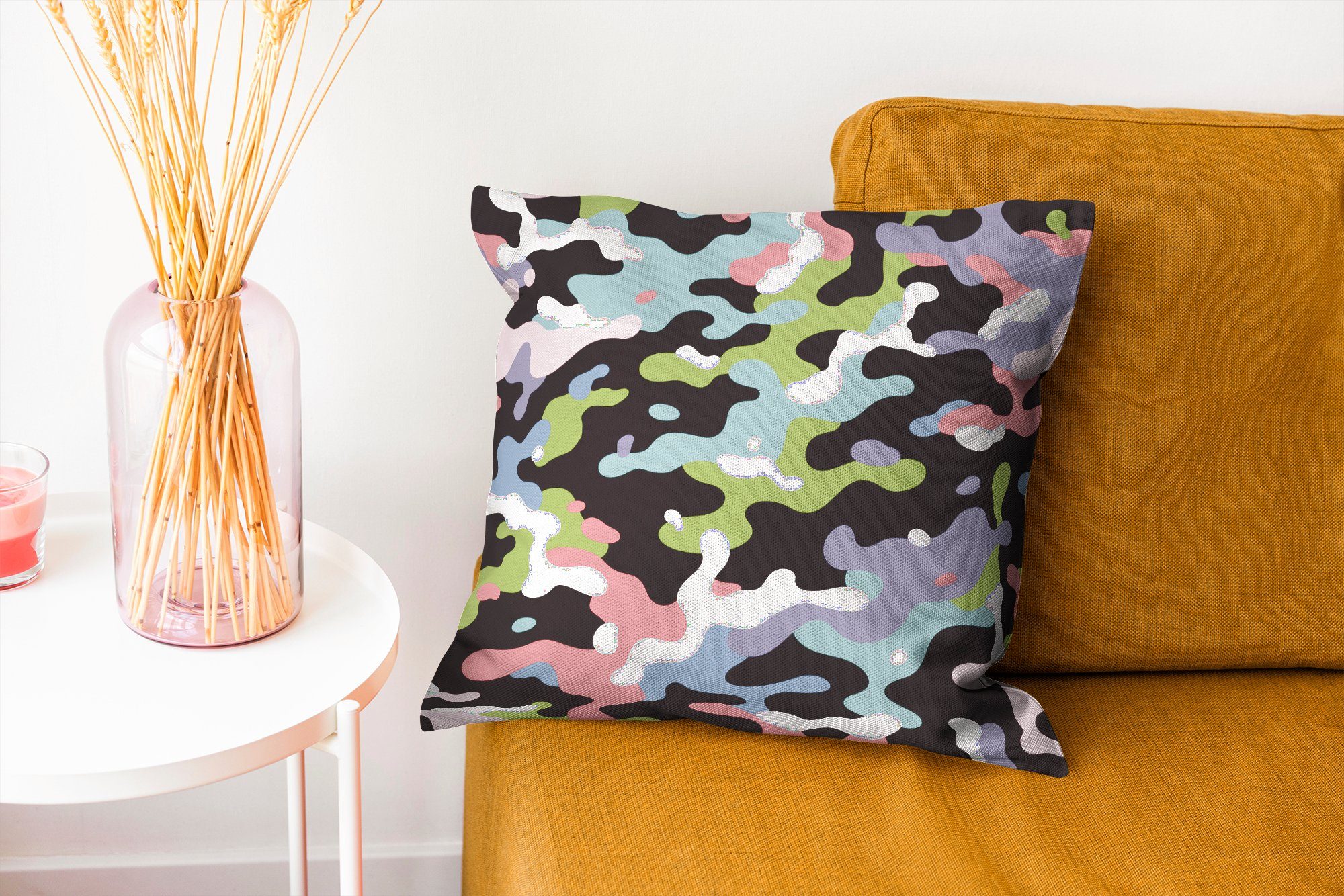 Camouflage-Muster, mit Deko, Füllung Buntes Wohzimmer, Schlafzimmer, Dekokissen Sofakissen MuchoWow Zierkissen für