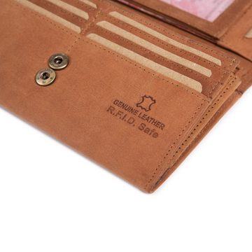 Ella Eisvogel Geldbörse Wildleder Damengeldbörse - Premium Portemonnaie mit RFID Schutz, Echtes Wildleder + RFID-Safe Technologie