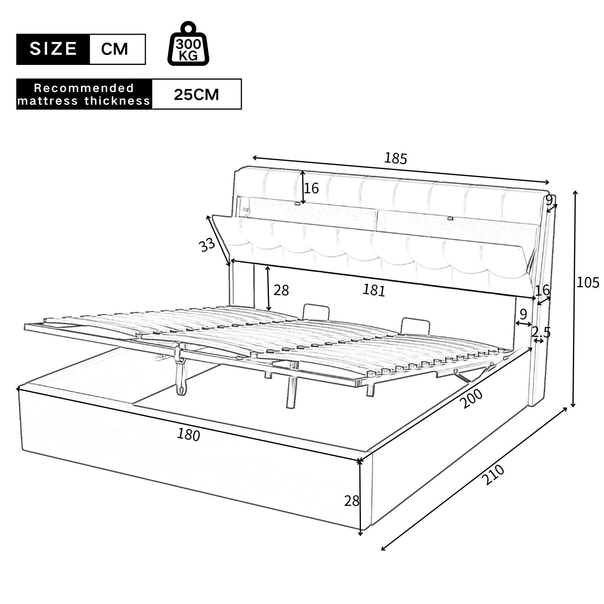 Ulife Polsterbett Hydraulisches Stauraumbett, Versteckte Aufbewahrung günstig online kaufen