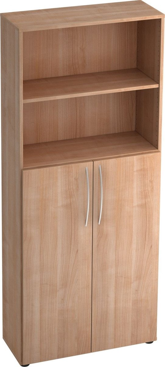 HAMMERBACHER Regal Regal 5 OH BxTxH 80x33x188cm Türen unten Griff BM Nussbaum/Nussbaum