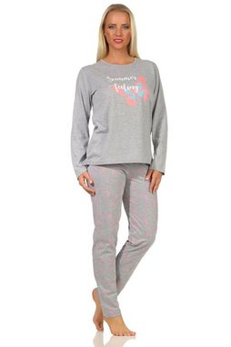 RELAX by Normann Pyjama Damen langarm Schlafanzug mit Schmetterlingsmotiv - 122 10 811