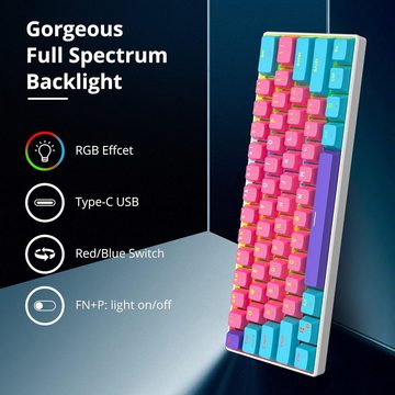 SOLIDEE RGB-Hintergrundbeleuchtung Gaming-Tastatur (Innovative Gaming-Erfahrung,Mini 60 % Layout und Linear Roter Schalter)