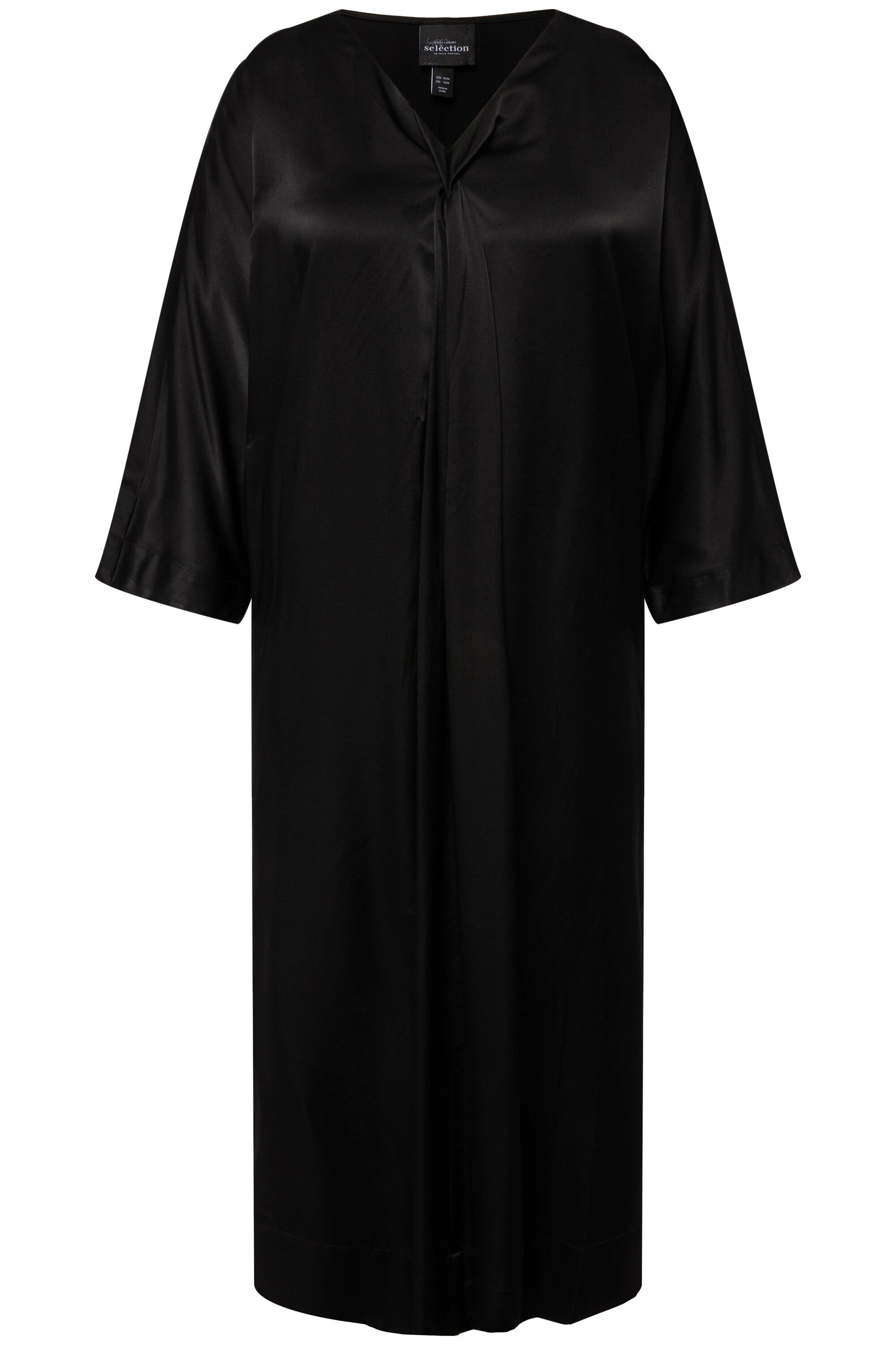 Ulla Popken Maxikleid Midikleid Satin V-Ausschnitt Halbarm Taschen günstig online kaufen