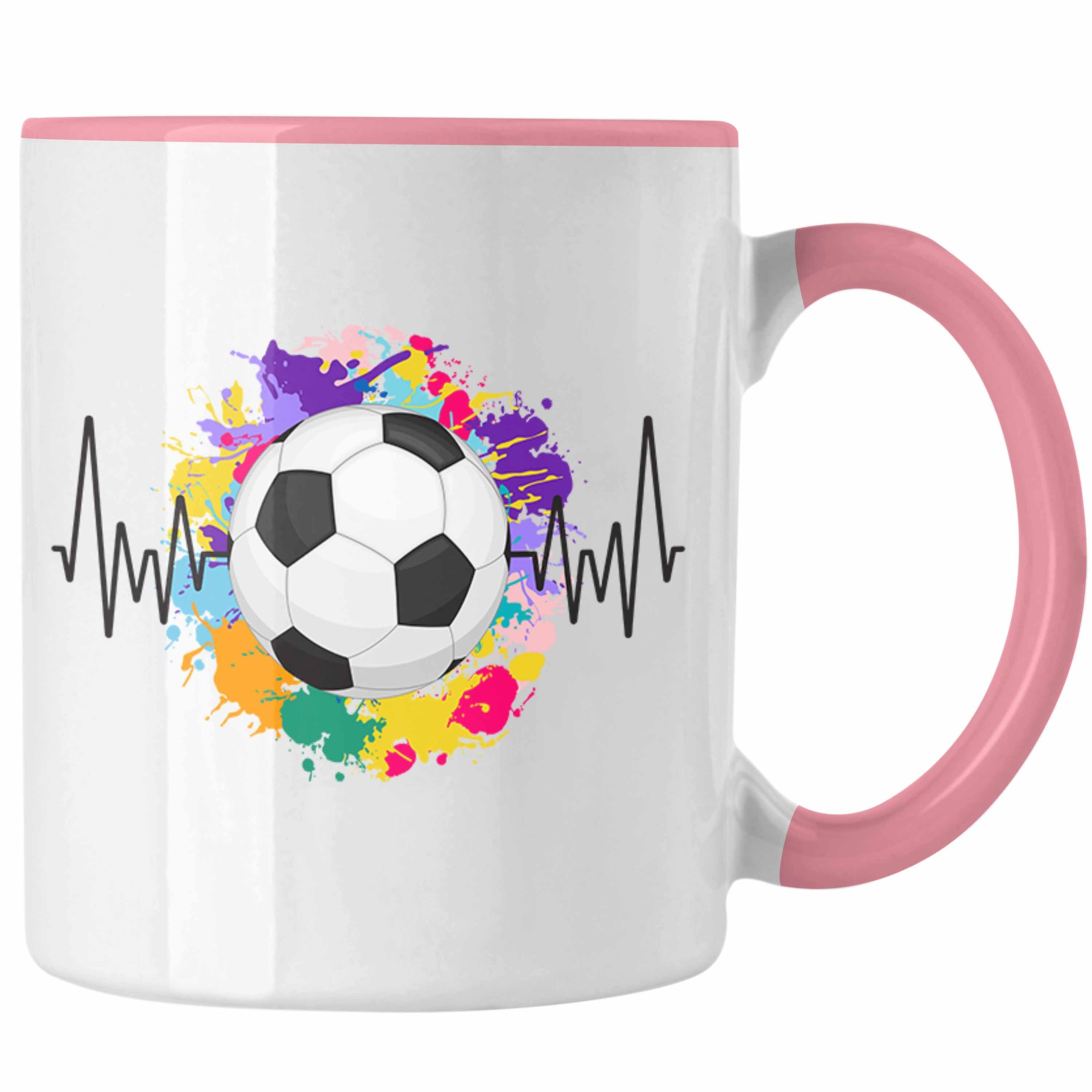 Trendation Tasse Trendation - Fussball Herzschlag Tasse Geschenk für Fußball Spieler Tr Rosa