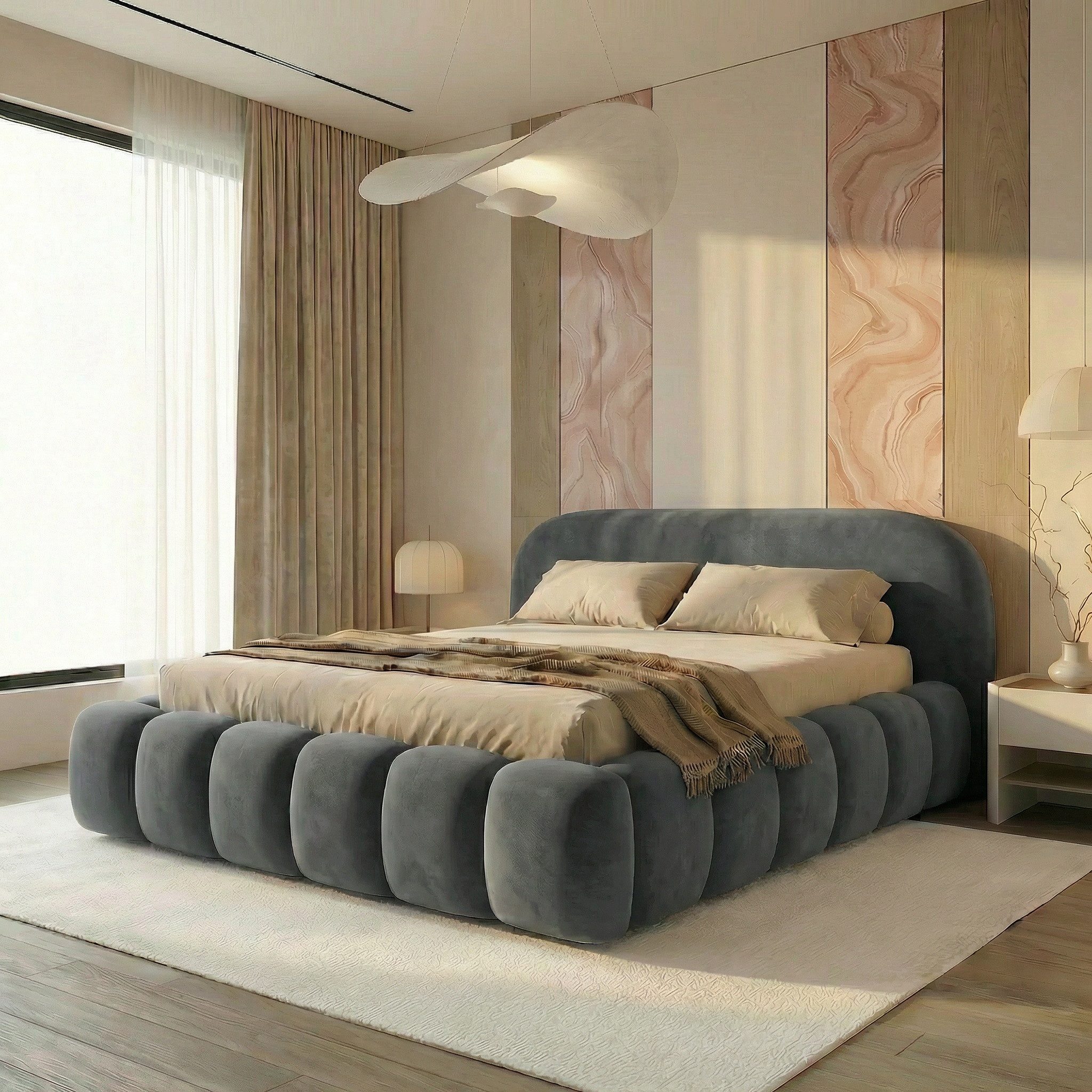 thematys Polsterbett mit Bettkasten, CLOUD 140x200 160x200 180x200 200x200cm (Kopfteil im Oversize-Look und Stauraum – weich, modern und pflegeleicht), Inklusiv – Bild 3 von 5