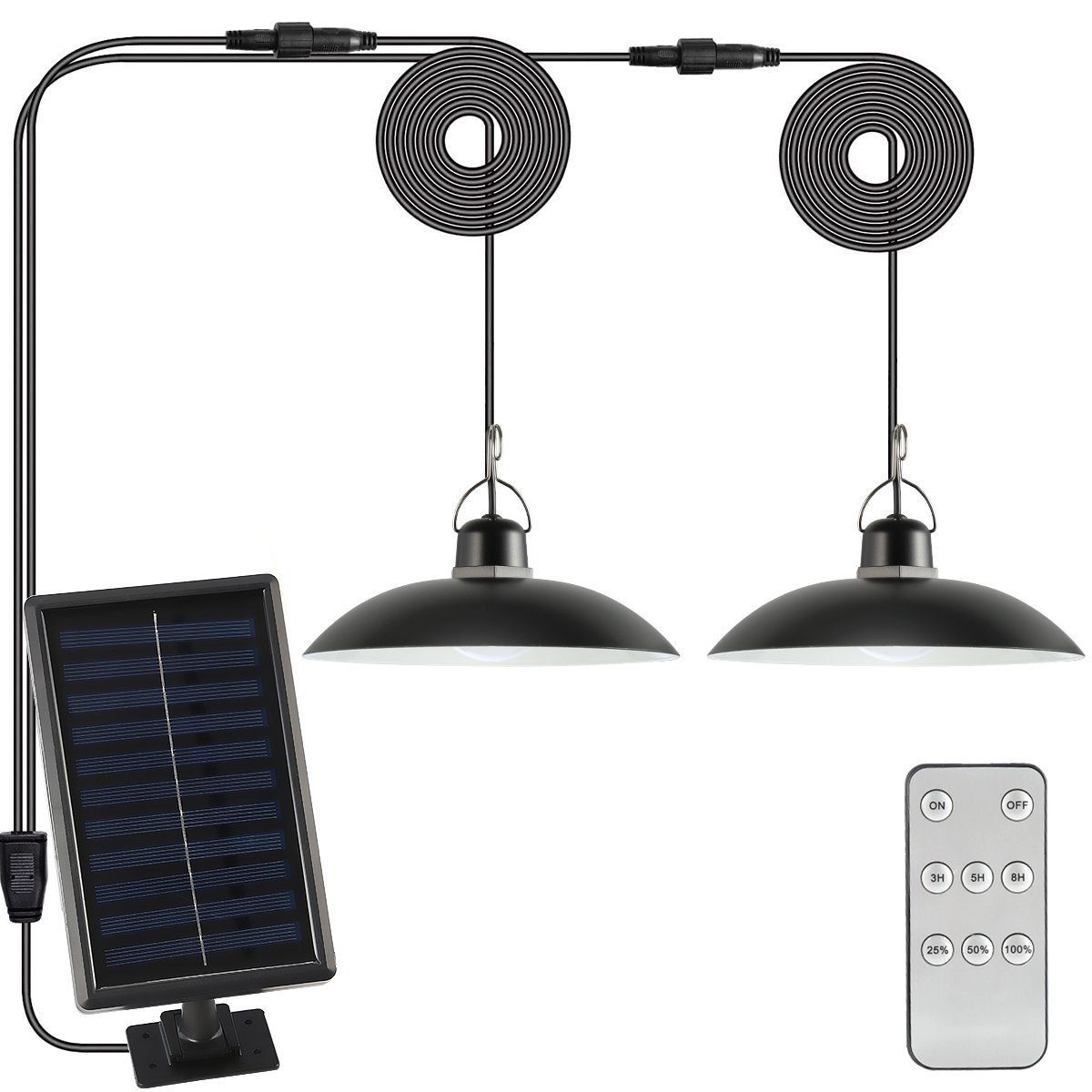 Hangeleuchte, Hangelampe, Doppelköpfe LED Pendelleuchte integriert, LED Campinglampe iscooter Fernbedienung, Hängelampe, fest Solarleuchte Pendellampe, Solar Solar mit Tageslichtweiß,