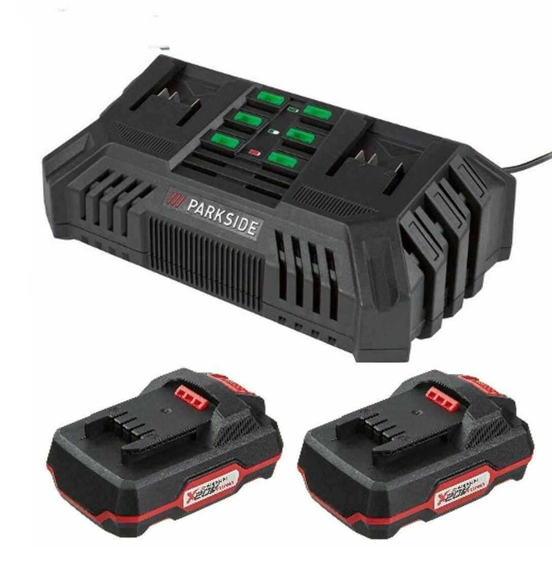 Parkside PARKSIDEDoppel Ladegerät PDSLG 20 mit 2 x Akku 2.0 Ah X 20 V Team Akku-Set
