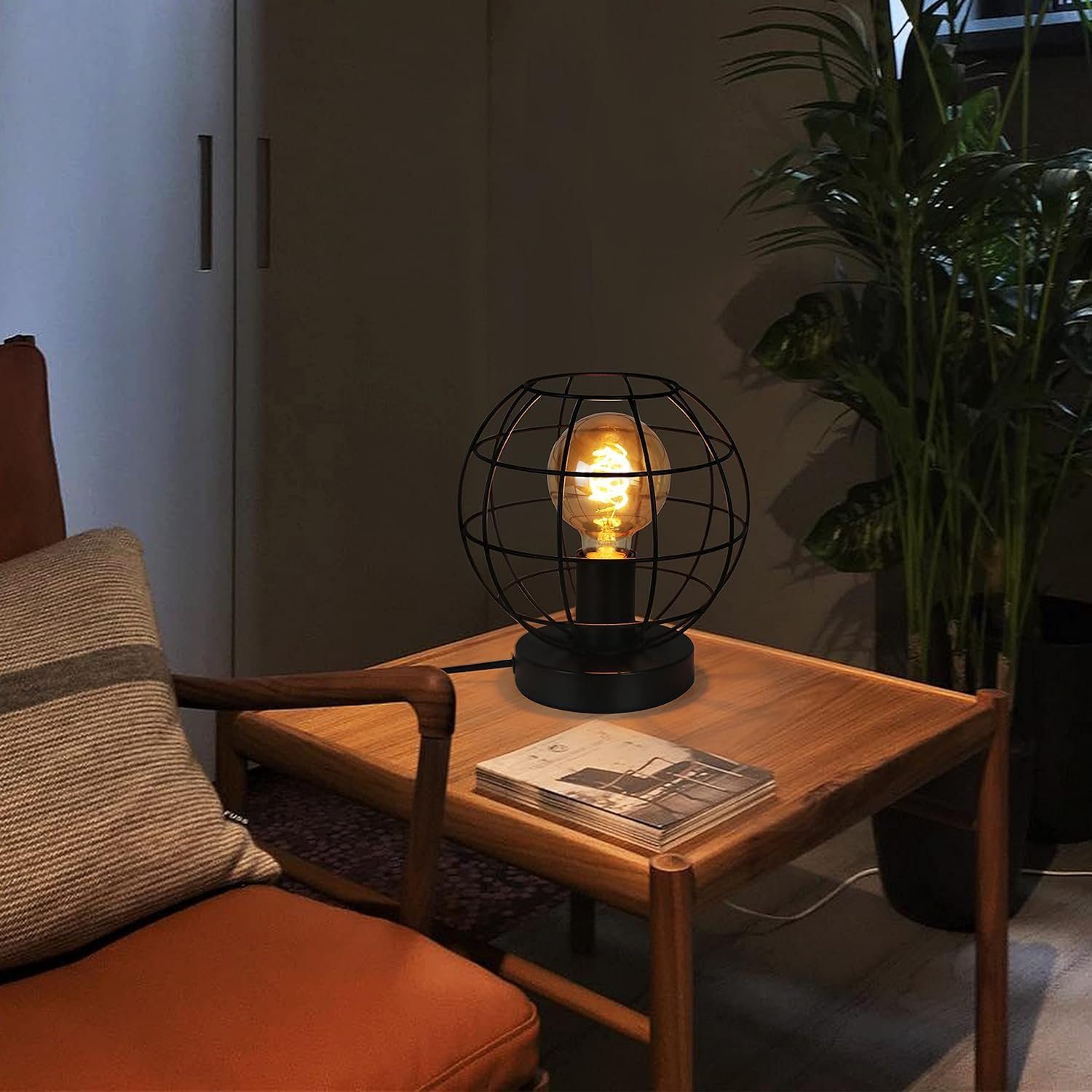 Nettlife Tischleuchte Retro Schwarz Metall Tischlampe günstig online kaufen