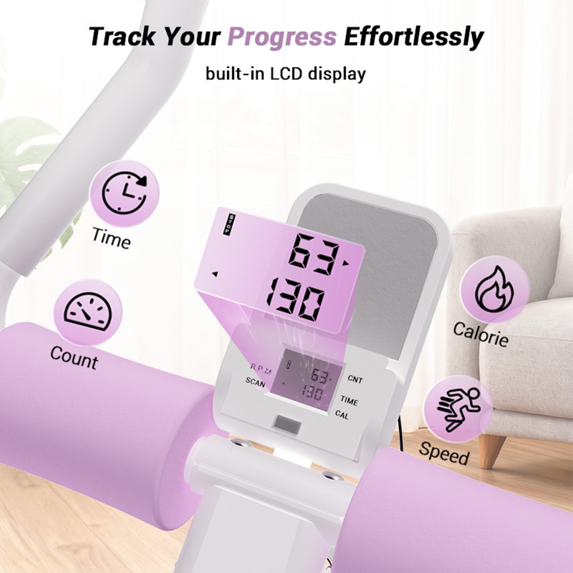 UMAY Bauchtrainer Home Bauchmuskeltrainer Faltbares Design (mit LED-Anzeige Core Trainer Multifunktionales Heimfitnessgerätfür Bauch-und GesäBmuskulatur)