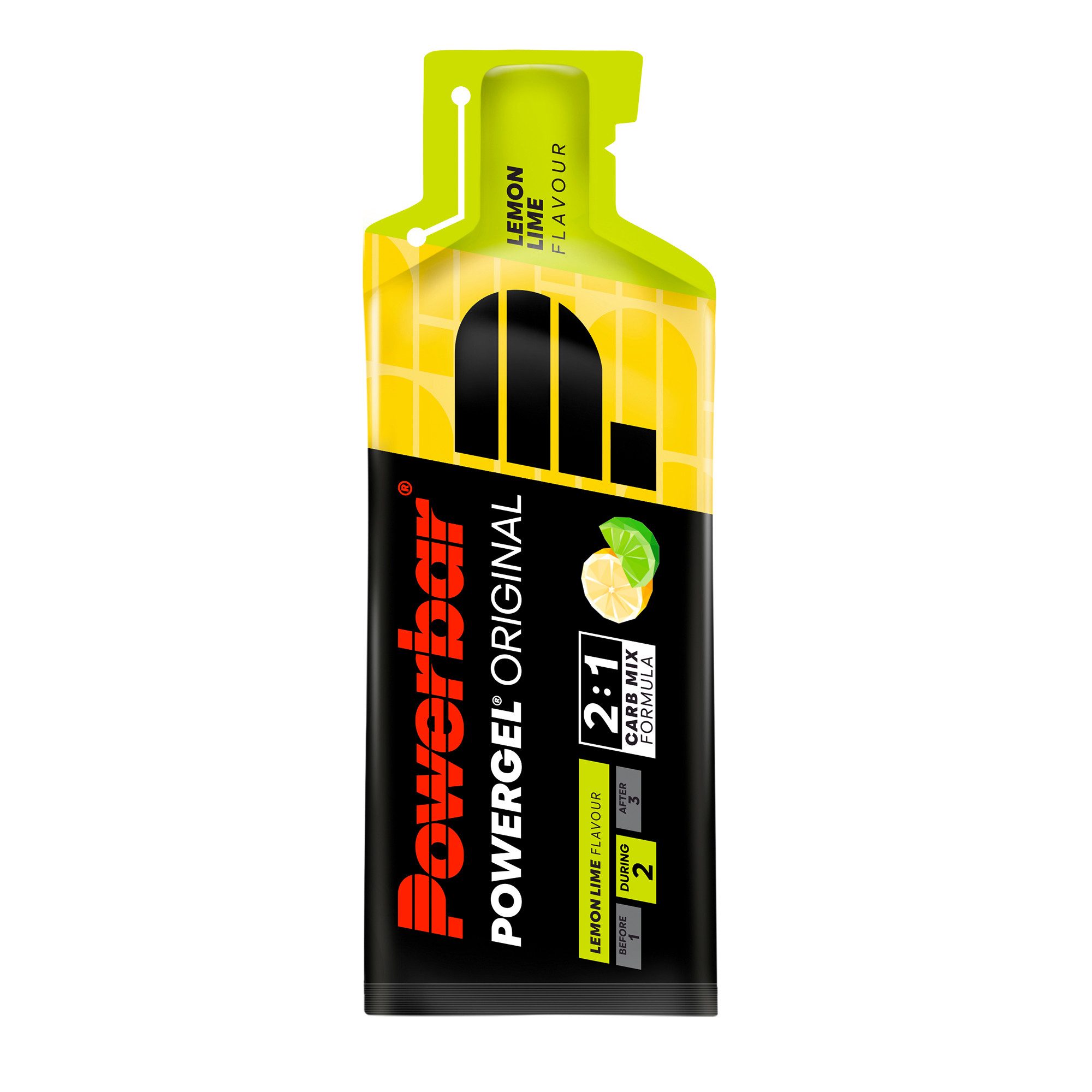 PowerBar PowerGel Original Lemon Lime 12x41g High Carb Energie Gel koffeinfrei Globuli, 12 St., 492 g, Ca. 200 mg Natrium pro Beutel