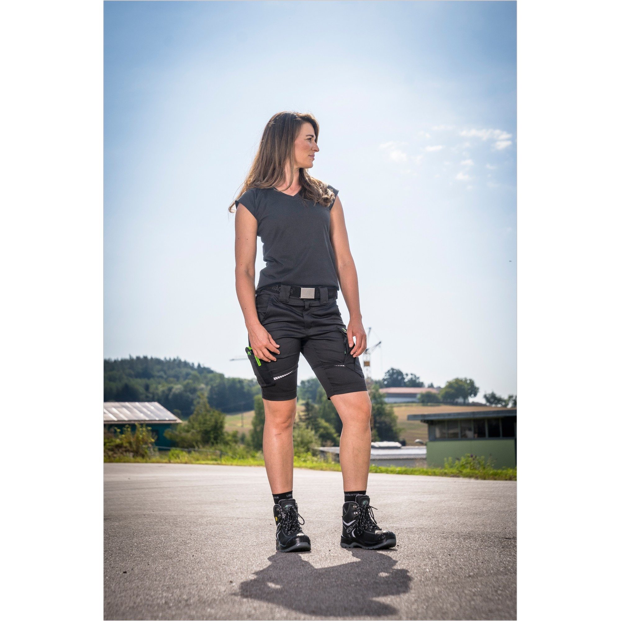 Leibwächter Arbeitsshorts Damen Flex-Line Arbeitsshort mit Reflektoren und femininer Passform (Arbeitskleidung für Handwerk, Garten oder Freizeit, mit Cargotasche) Kurze Stretch Cargoshorts mit elastischem Bund