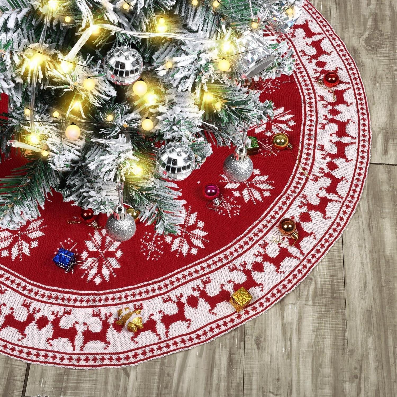 LuxusKollektion Weihnachtsbaumdecke Weihnachtsbaumdecke Rund 90cm gestrickt
