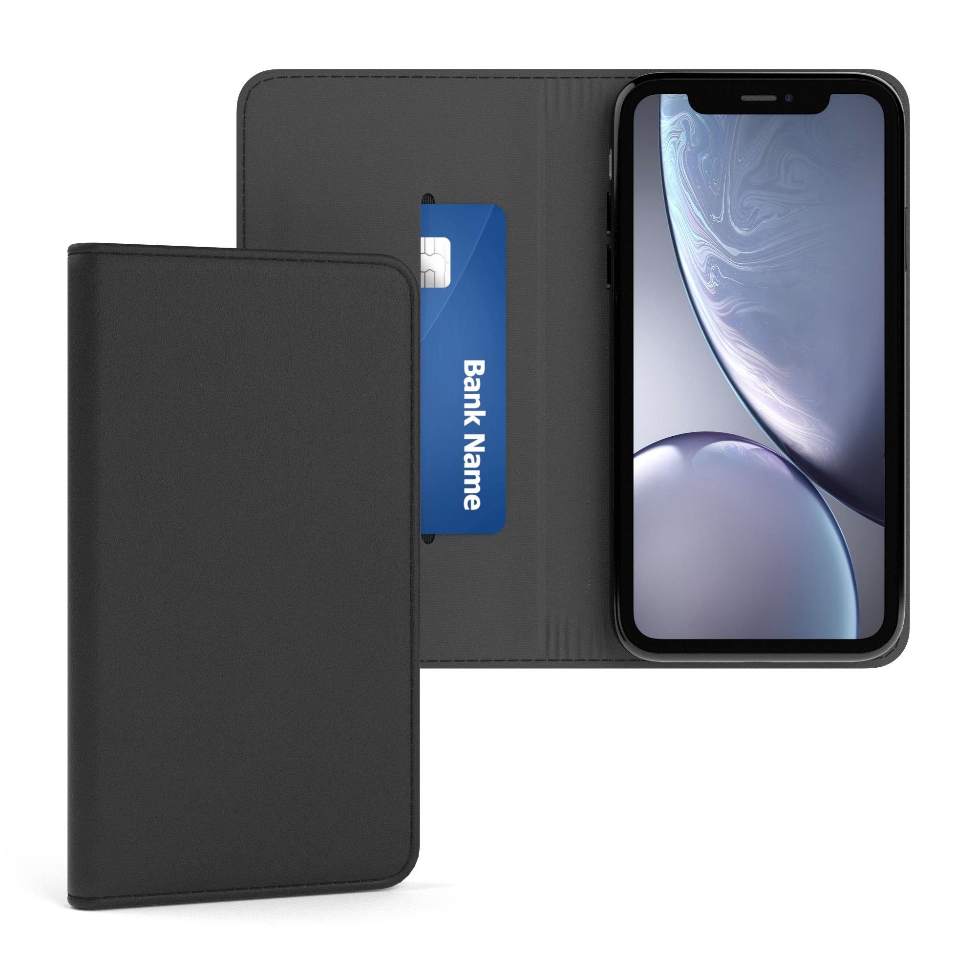 EAZY CASE Handyhülle Bookstyle Vintage für Apple iPhone XR 6,1 Zoll, Vintage Look Etui Handy Hülle Tasche Kunstleder Kartenfach Schwarz