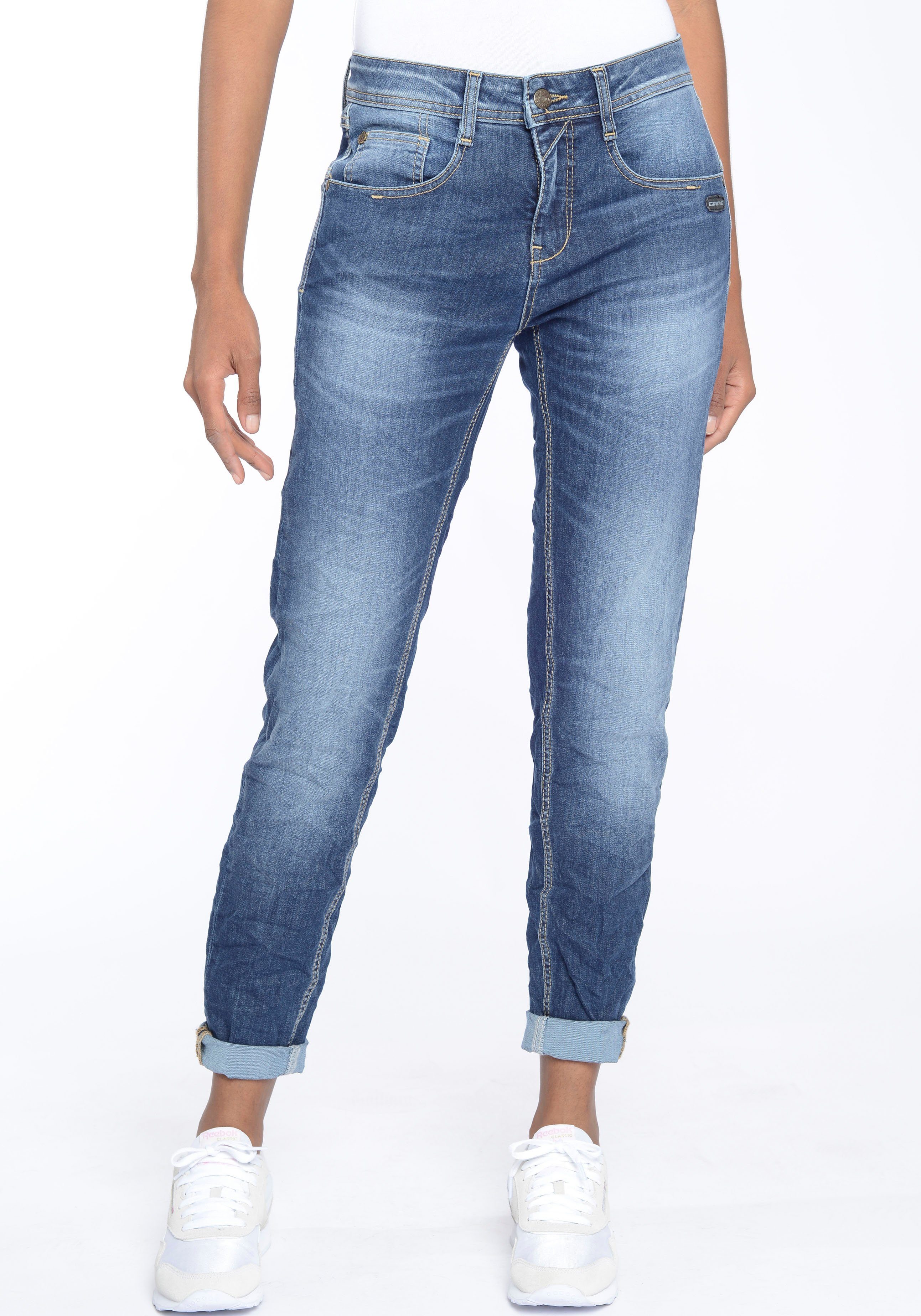 Elasthan-Anteil denim durch Sitz authentic Relax-fit-Jeans (mid blue) rock perfekter GANG 94AMELIE